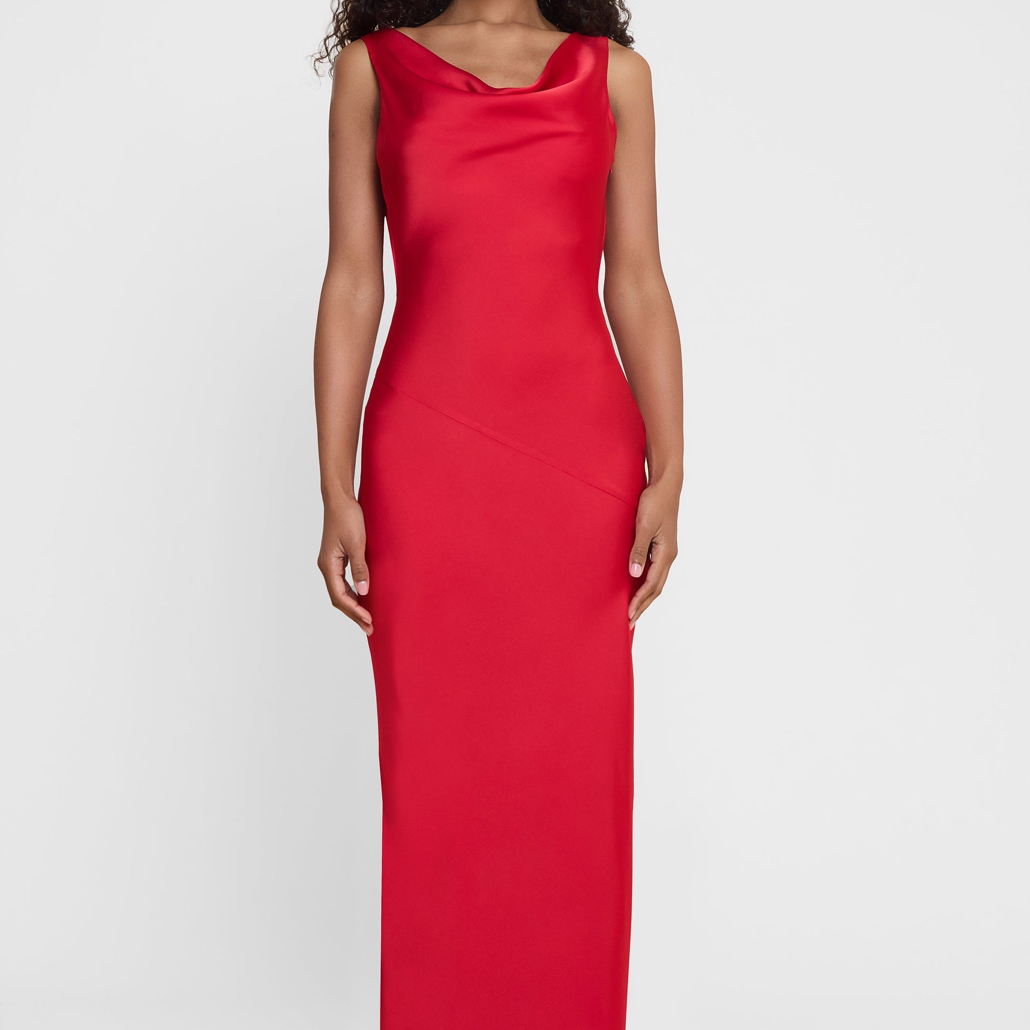 Breelynn Saten Drapeli Maksi Elbise | D1100-RED-XS | D1100-RED-S | D1100-RED-M | D1100-RED-L | D1100-RED-XL | D1100-RED-XXL