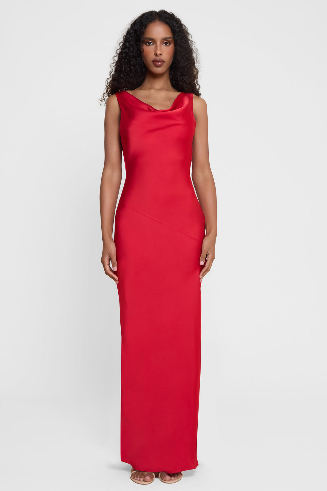 Breelynn Saten Drapeli Maksi Elbise | D1100-RED-XS | D1100-RED-S | D1100-RED-M | D1100-RED-L | D1100-RED-XL | D1100-RED-XXL