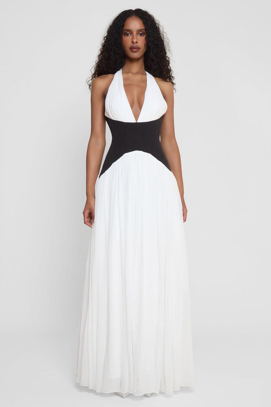 Mirielle Halter Korse Maksi Elbise | D1112-WHITE-XS | D1112-WHITE-S | D1112-WHITE-M | D1112-WHITE-L | D1112-WHITE-XL | D1112-WHITE-XXL