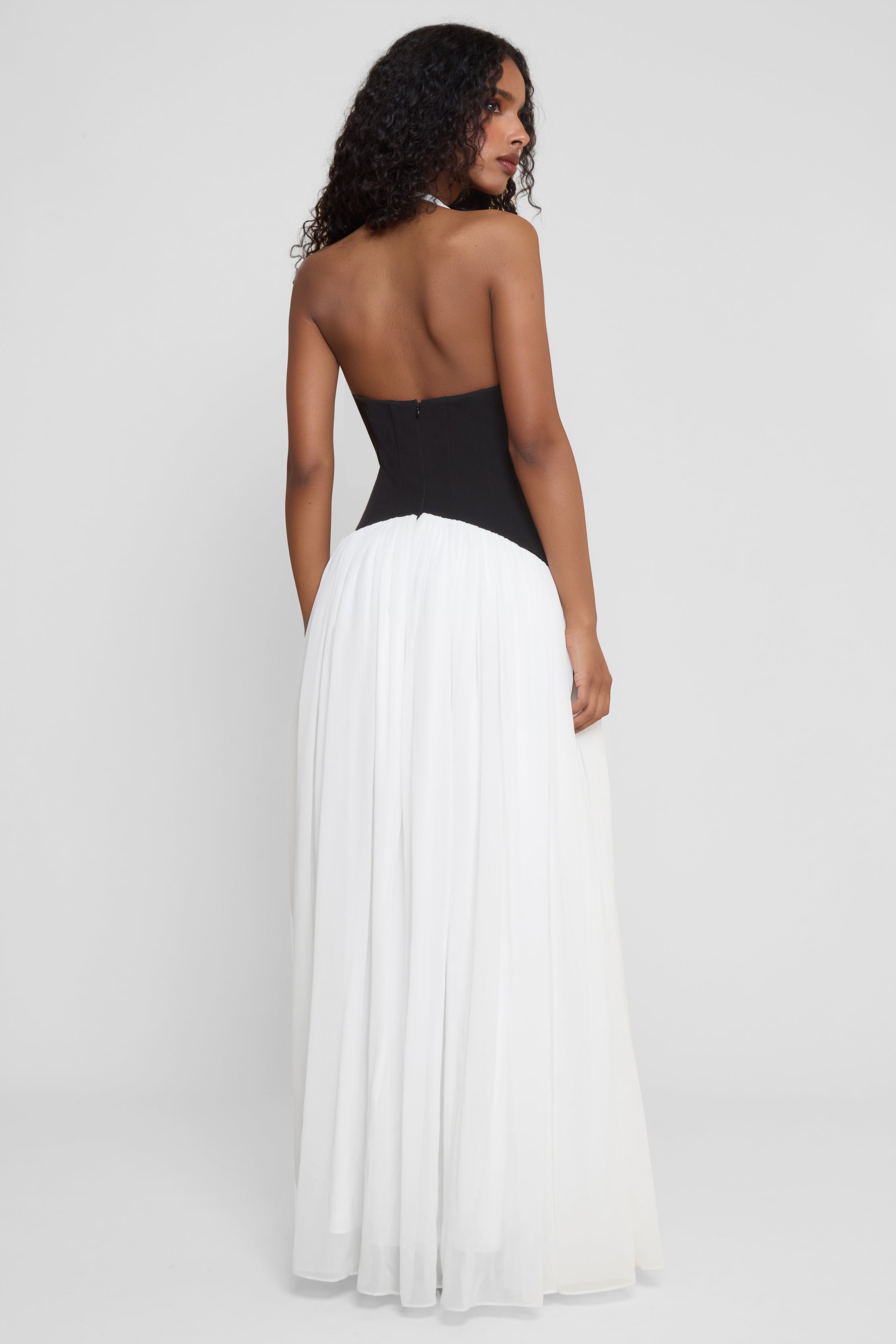 Mirielle Halter Korse Maksi Elbise | D1112-WHITE-XS | D1112-WHITE-S | D1112-WHITE-M | D1112-WHITE-L | D1112-WHITE-XL | D1112-WHITE-XXL