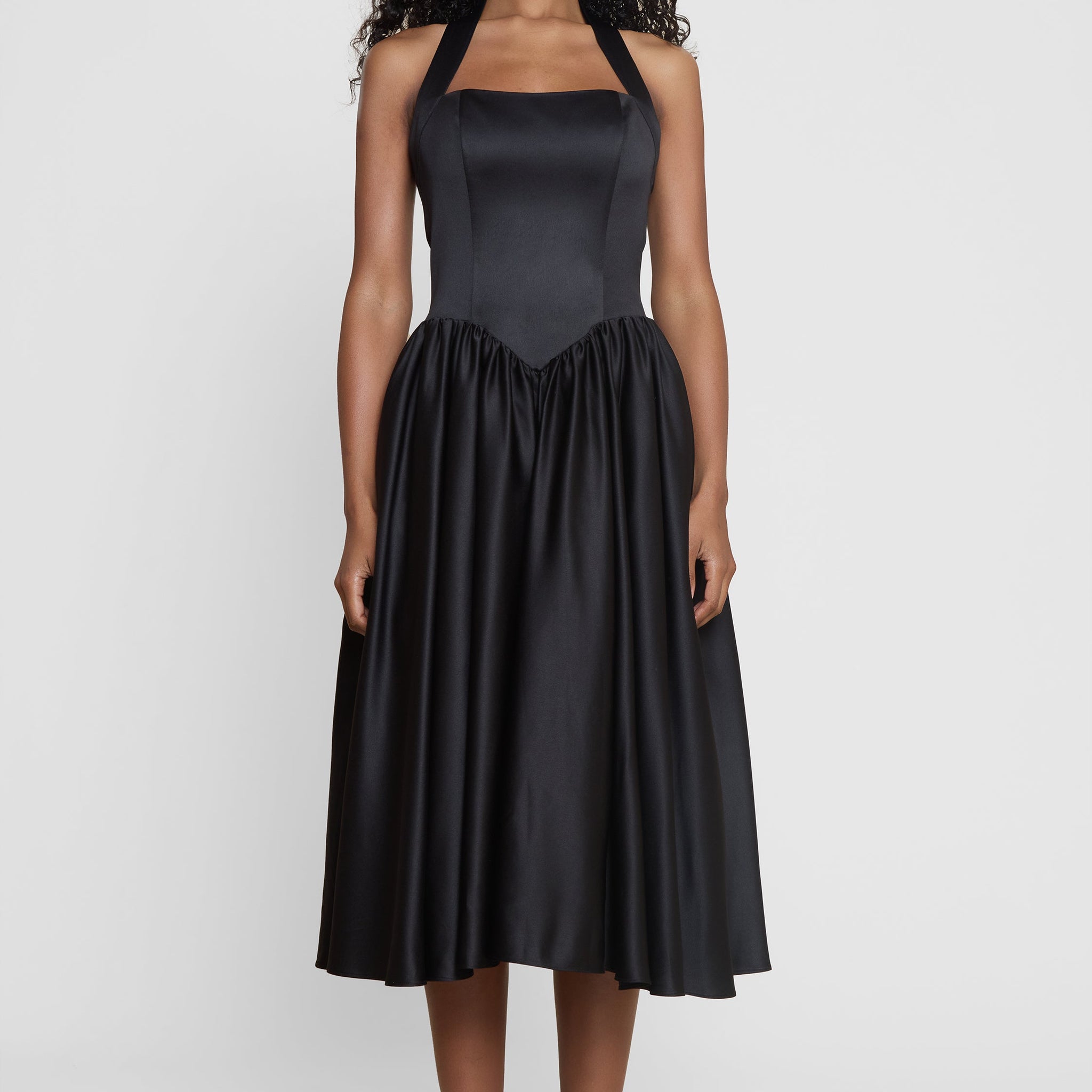 Karolina Halter Korse Midi Elbise | D1066-BLK-XS | D1066-BLK-S | D1066-BLK-M | D1066-BLK-L | D1066-BLK-XL | D1066-BLK-XXL