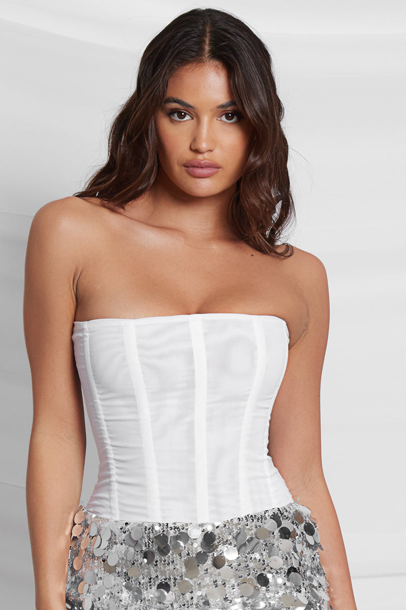 Skyler Mesh Korse Bustiyer | T1016-WHITE-XS | T1016-WHITE-S | T1016-WHITE-M | T1016-WHITE-L | T1016-WHITE-XL | T1016-WHITE-XXL