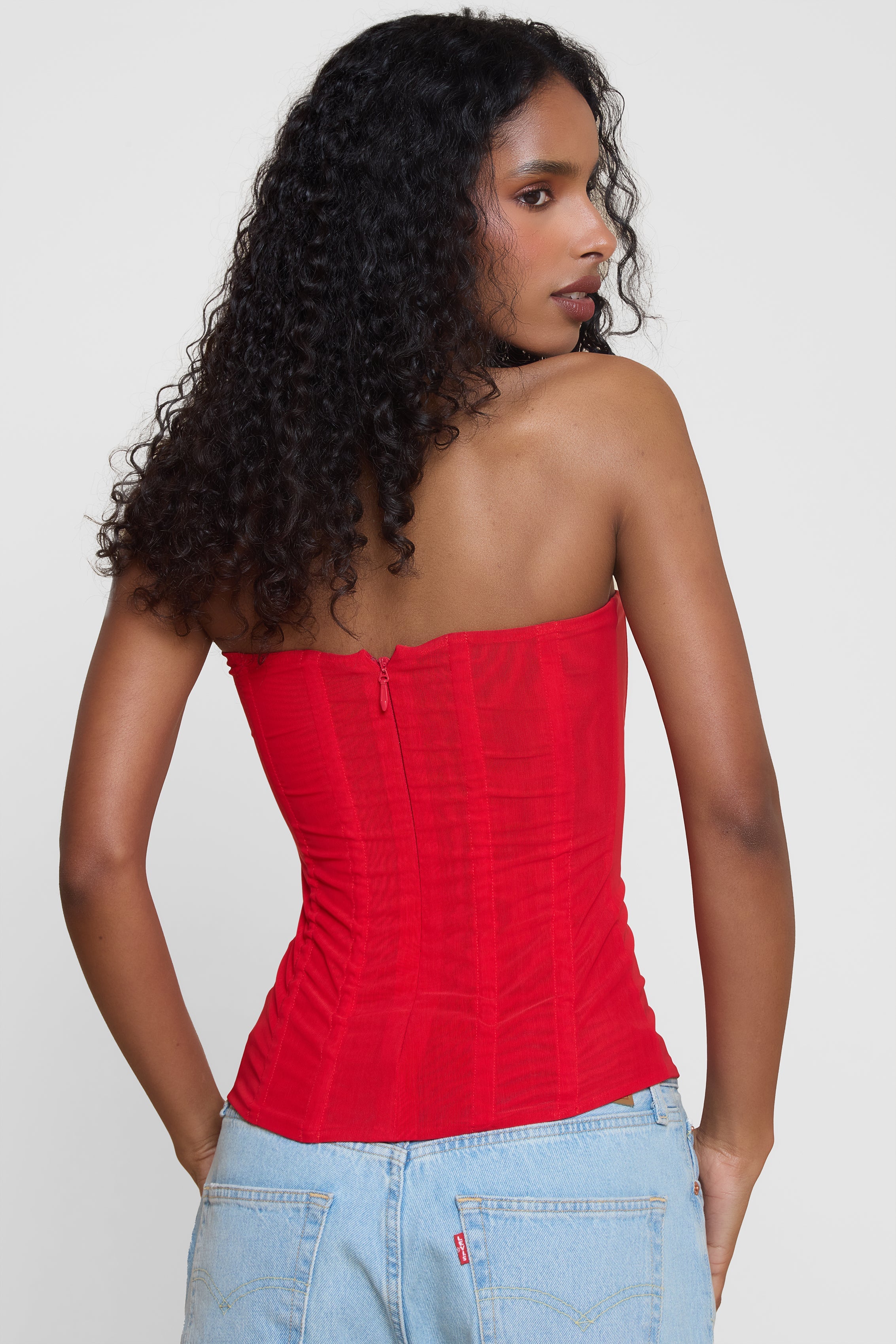 Patricia Kirmizi Mesh Korse Ust | T1016-RED-XS | T1016-RED-S | T1016-RED-M | T1016-RED-L | T1016-RED-XL | T1016-RED-XXL