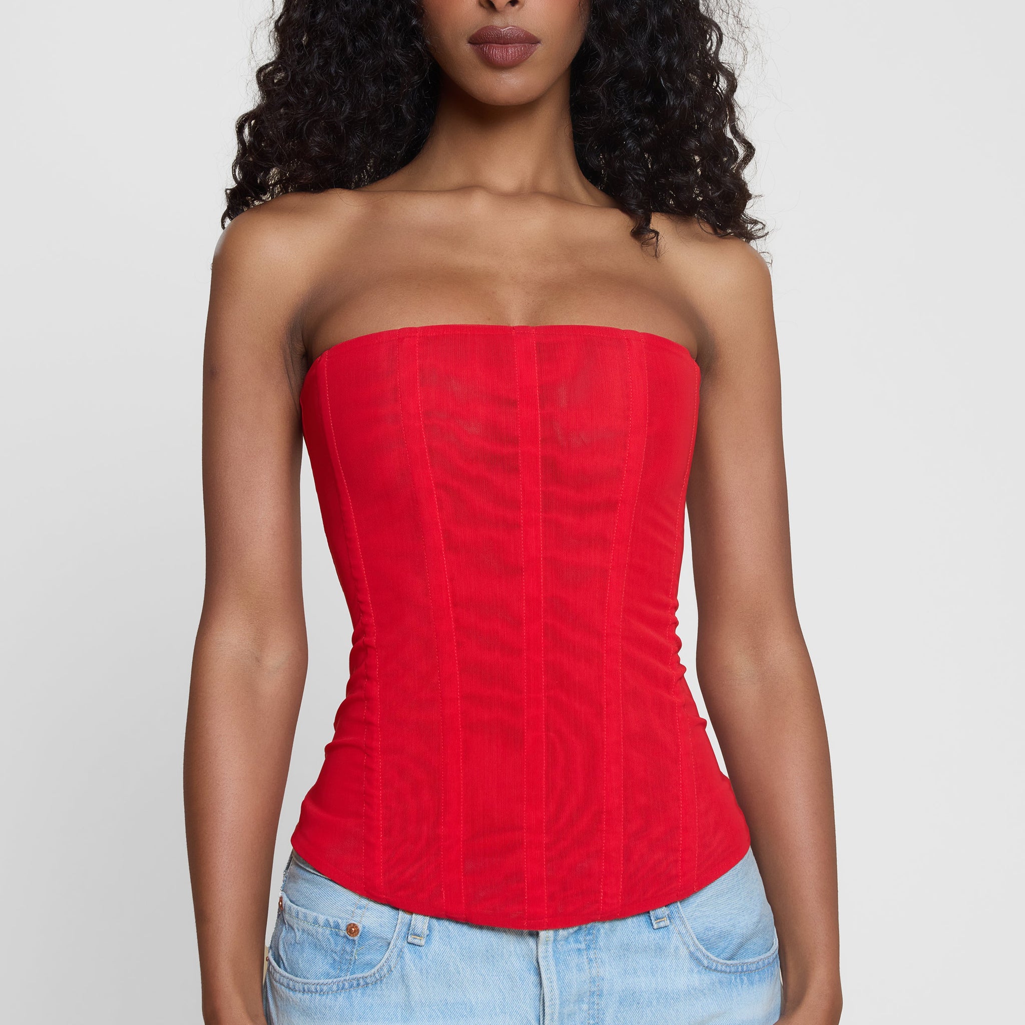 Patricia Kirmizi Mesh Korse Ust | T1016-RED-XS | T1016-RED-S | T1016-RED-M | T1016-RED-L | T1016-RED-XL | T1016-RED-XXL