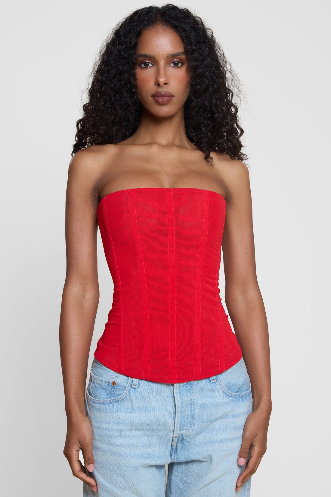 Patricia Kirmizi Mesh Korse Ust | T1016-RED-XS | T1016-RED-S | T1016-RED-M | T1016-RED-L | T1016-RED-XL | T1016-RED-XXL