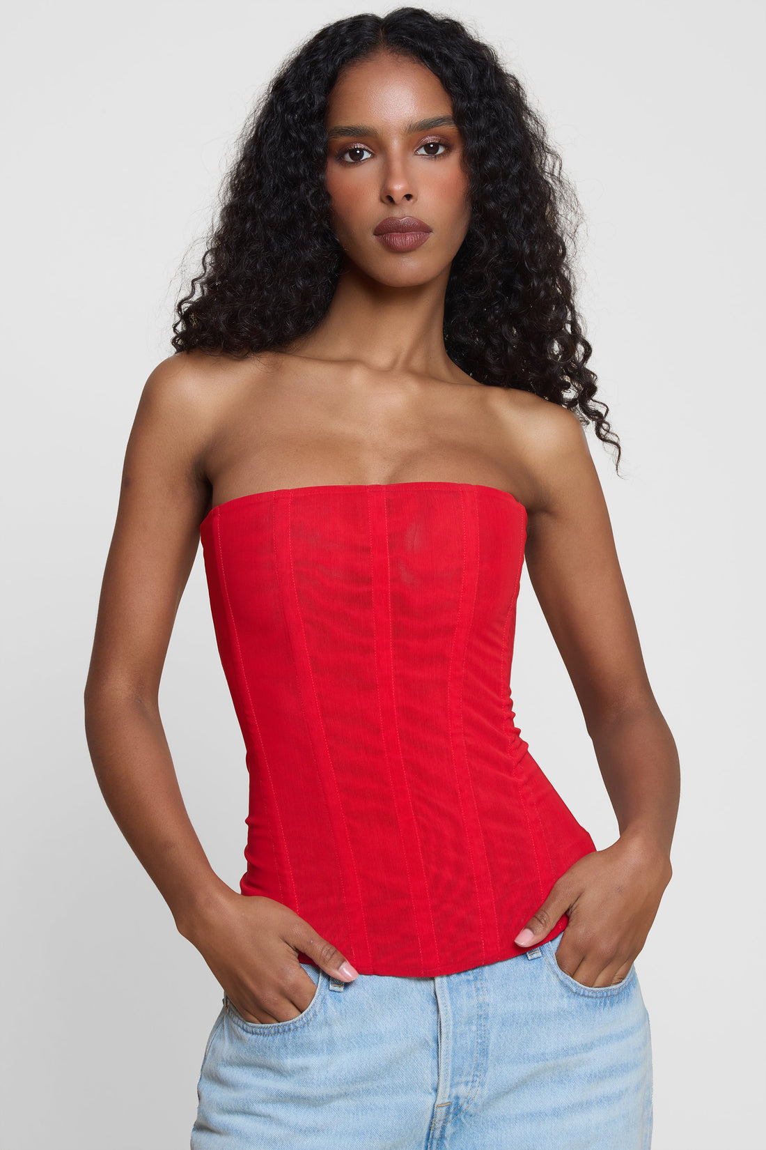 Patricia Kirmizi Mesh Korse Ust | T1016-RED-XS | T1016-RED-S | T1016-RED-M | T1016-RED-L | T1016-RED-XL | T1016-RED-XXL