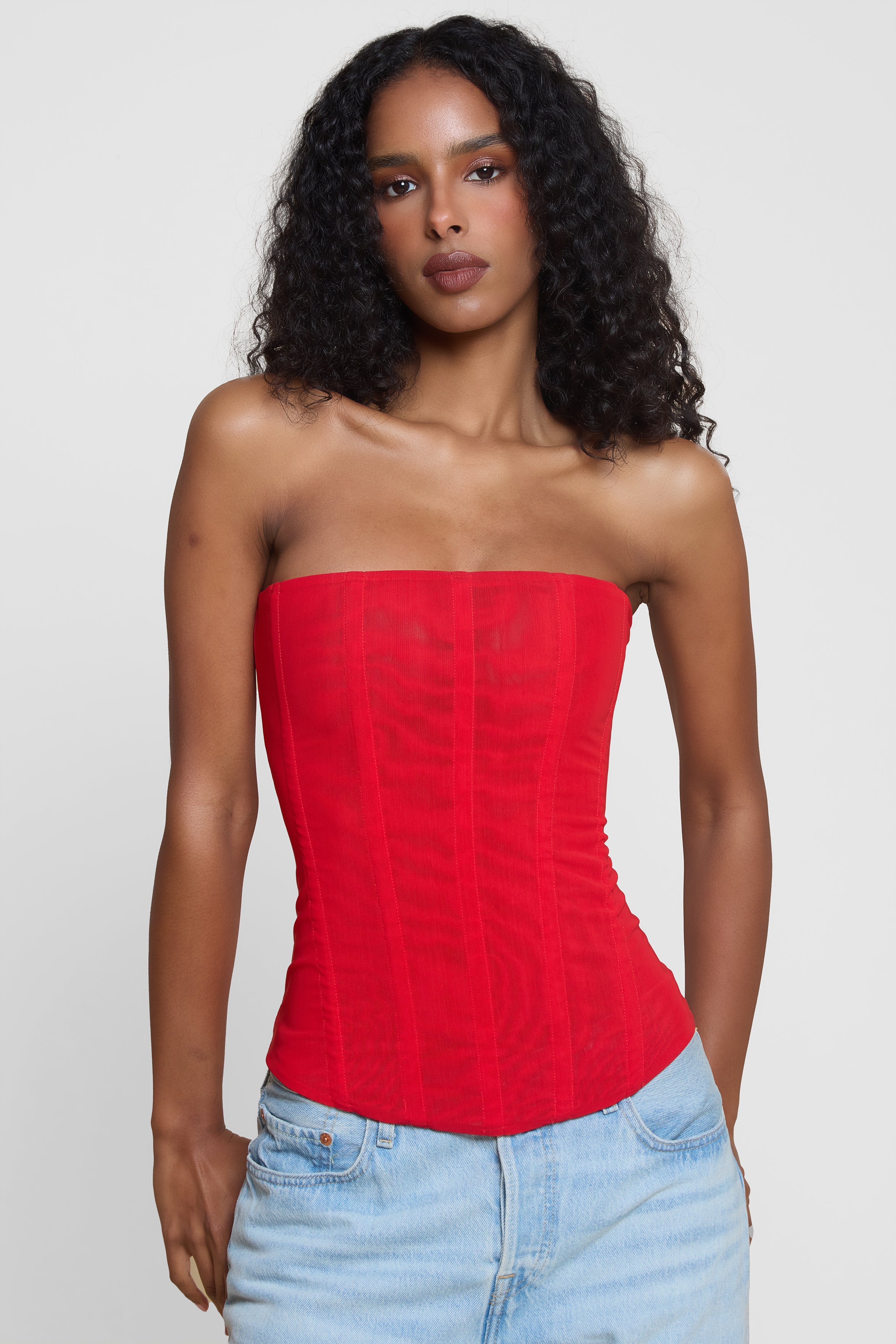 Patricia Kirmizi Mesh Korse Ust | T1016-RED-XS | T1016-RED-S | T1016-RED-M | T1016-RED-L | T1016-RED-XL | T1016-RED-XXL