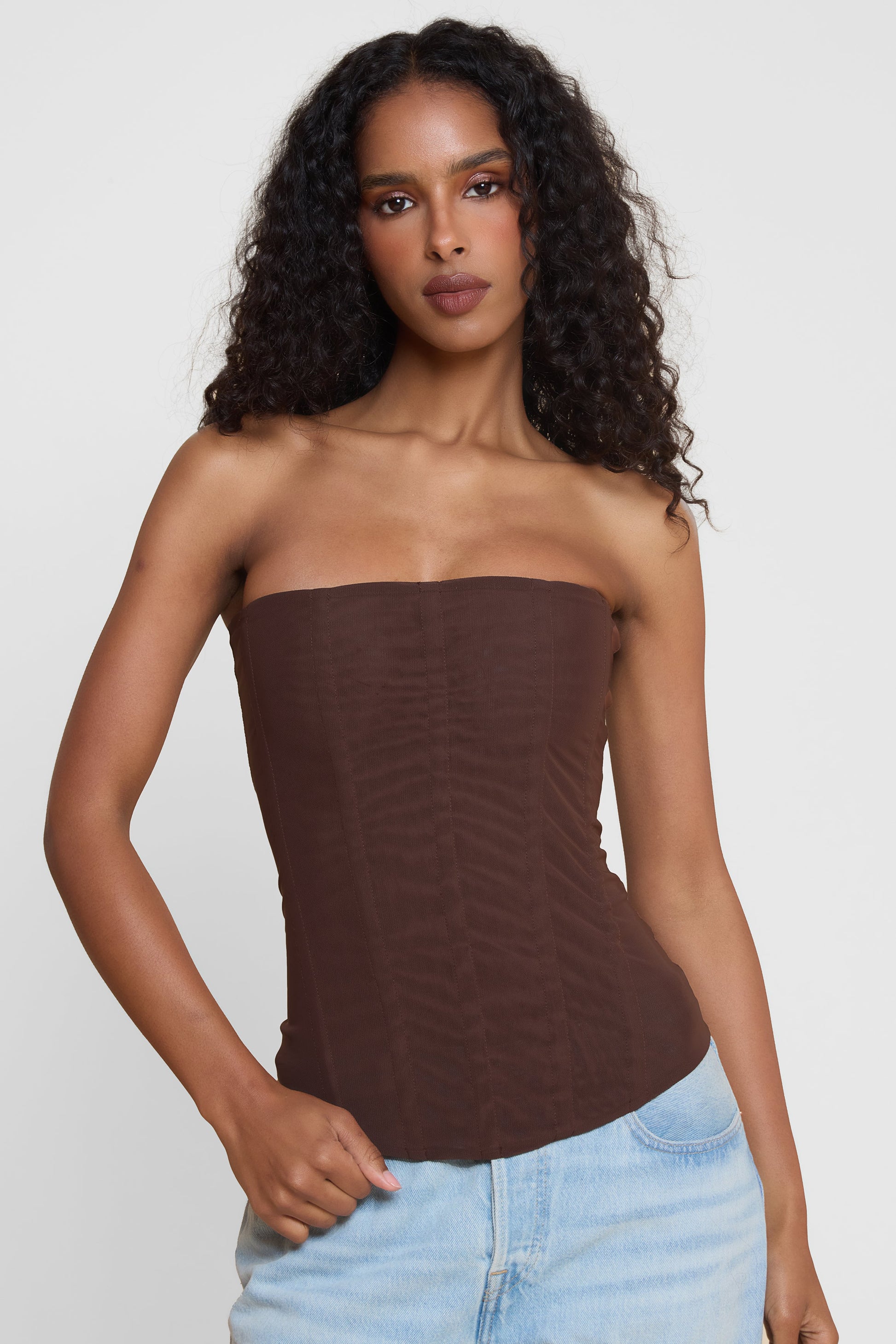 Shayla Straplez Korse Ust | T1016-CHOCOLATE-XS | T1016-CHOCOLATE-S | T1016-CHOCOLATE-M | T1016-CHOCOLATE-L | T1016-CHOCOLATE-XL | T1016-CHOCOLATE-XXL