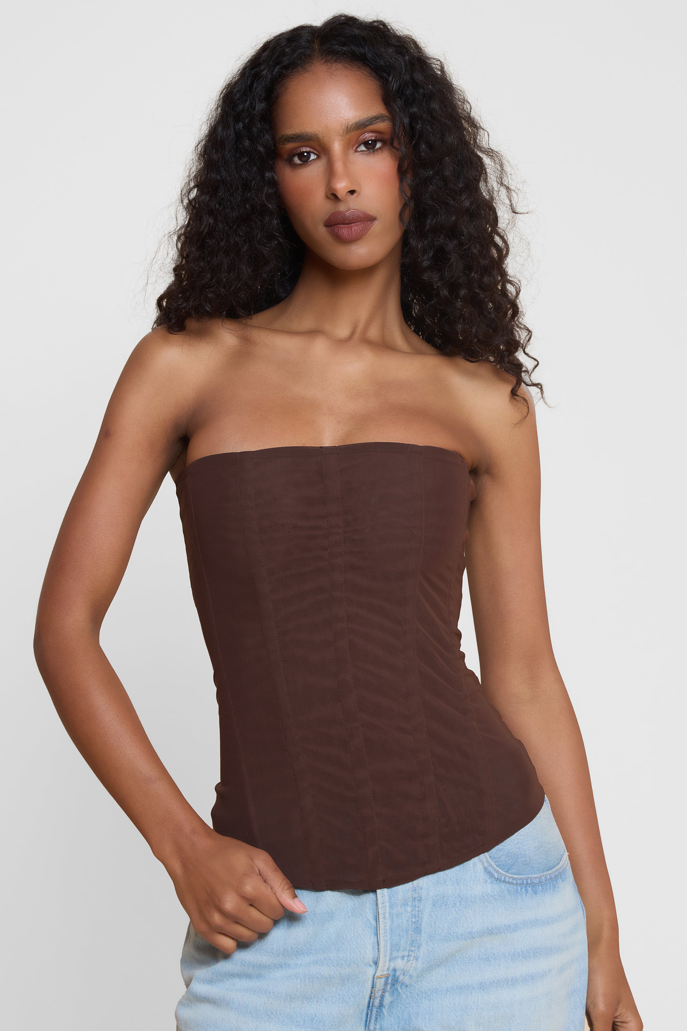 Shayla Straplez Korse Ust | T1016-CHOCOLATE-XS | T1016-CHOCOLATE-S | T1016-CHOCOLATE-M | T1016-CHOCOLATE-L | T1016-CHOCOLATE-XL | T1016-CHOCOLATE-XXL