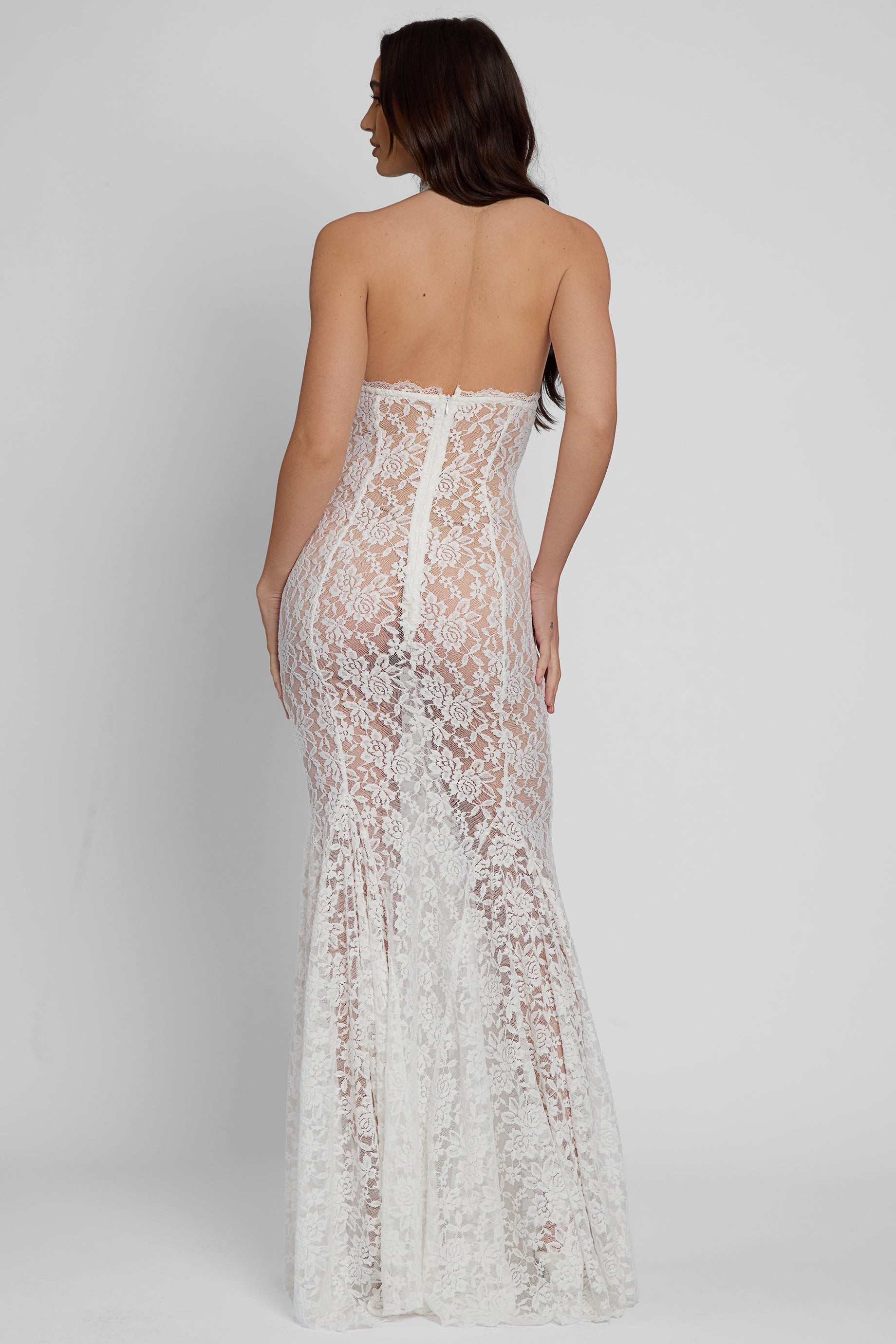 Yetzali Dantel Bustiyer Maksi Elbise | D1083-WHITE-XS | D1083-WHITE-S | D1083-WHITE-M | D1083-WHITE-L | D1083-WHITE-XL | D1083-WHITE-XXL
