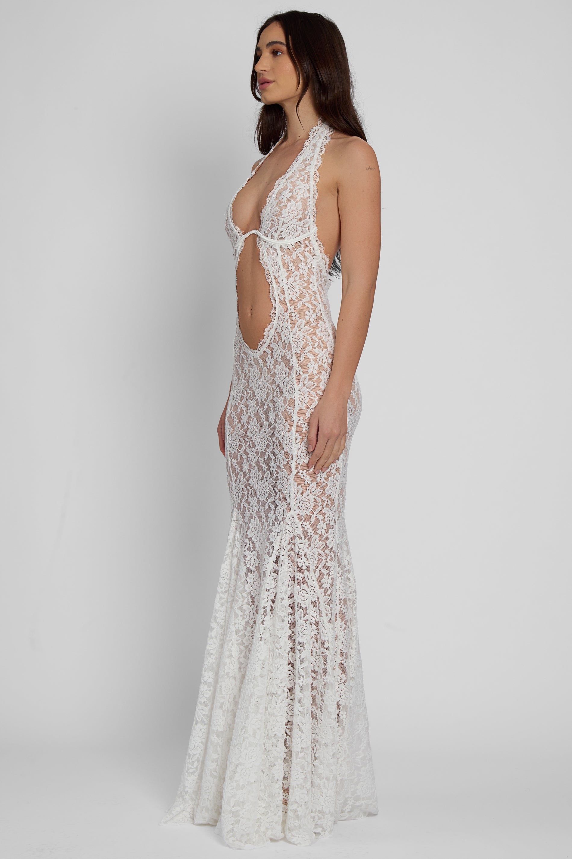 Yetzali Dantel Bustiyer Maksi Elbise | D1083-WHITE-XS | D1083-WHITE-S | D1083-WHITE-M | D1083-WHITE-L | D1083-WHITE-XL | D1083-WHITE-XXL