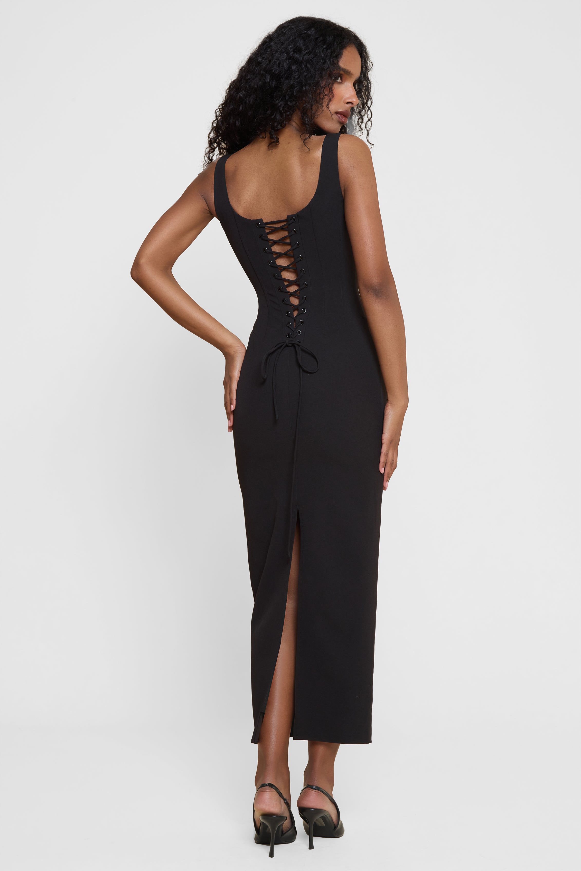 Annsley Korseli Midi Elbise | D1115-BLK-XS | D1115-BLK-S | D1115-BLK-M | D1115-BLK-L | D1115-BLK-XL | D1115-BLK-XXL