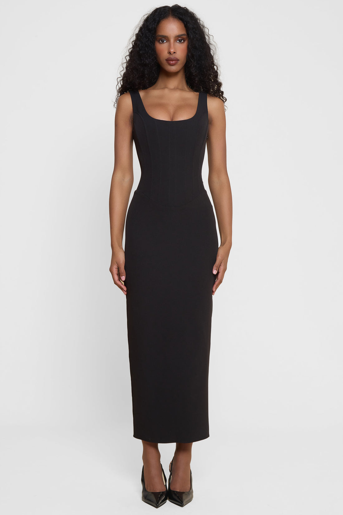Annsley Korseli Midi Elbise | D1115-BLK-XS | D1115-BLK-S | D1115-BLK-M | D1115-BLK-L | D1115-BLK-XL | D1115-BLK-XXL