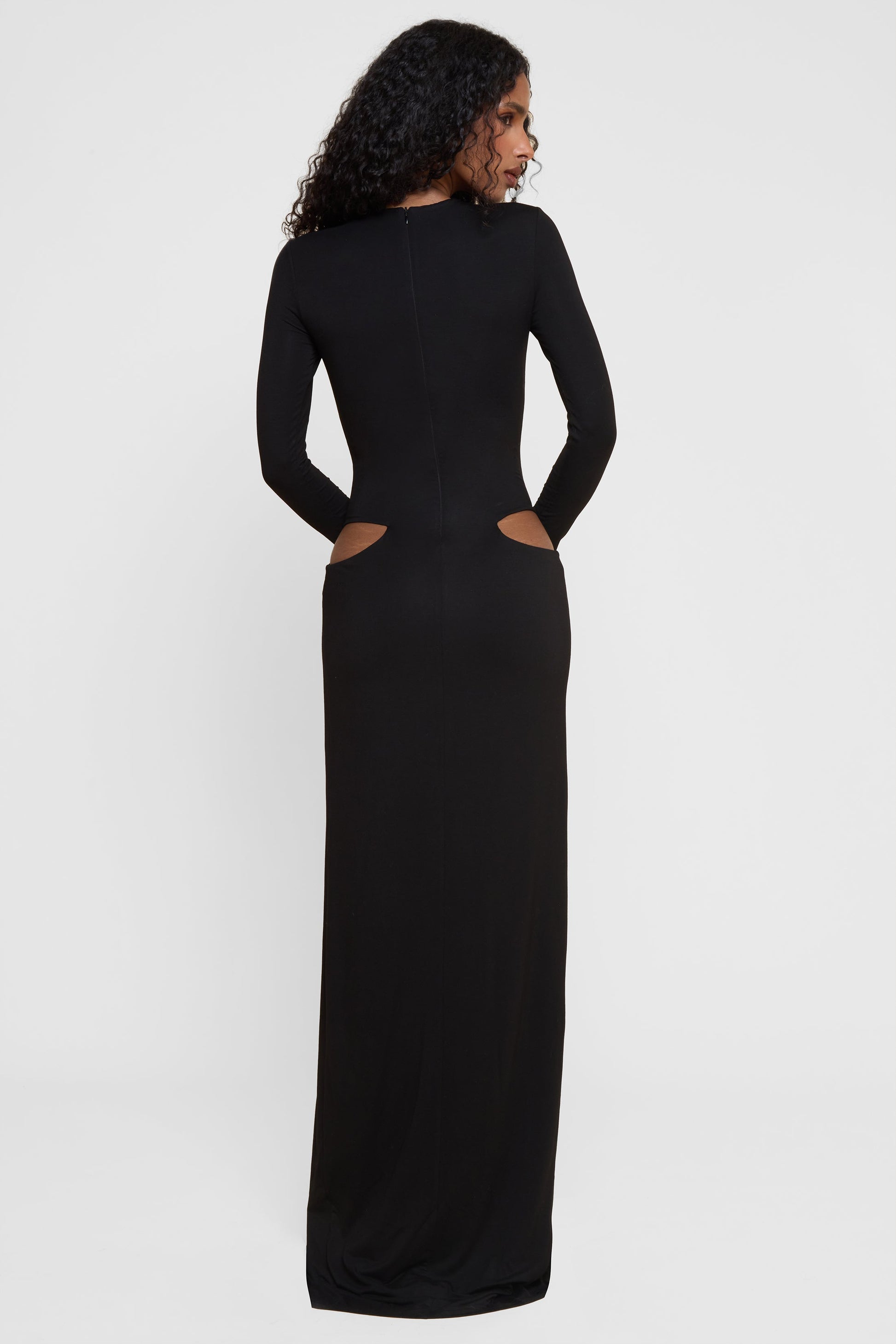 Janay Kesik Maksi Elbise | D1149-BLK-XS | D1149-BLK-S | D1149-BLK-M | D1149-BLK-L | D1149-BLK-XL | D1149-BLK-XXL