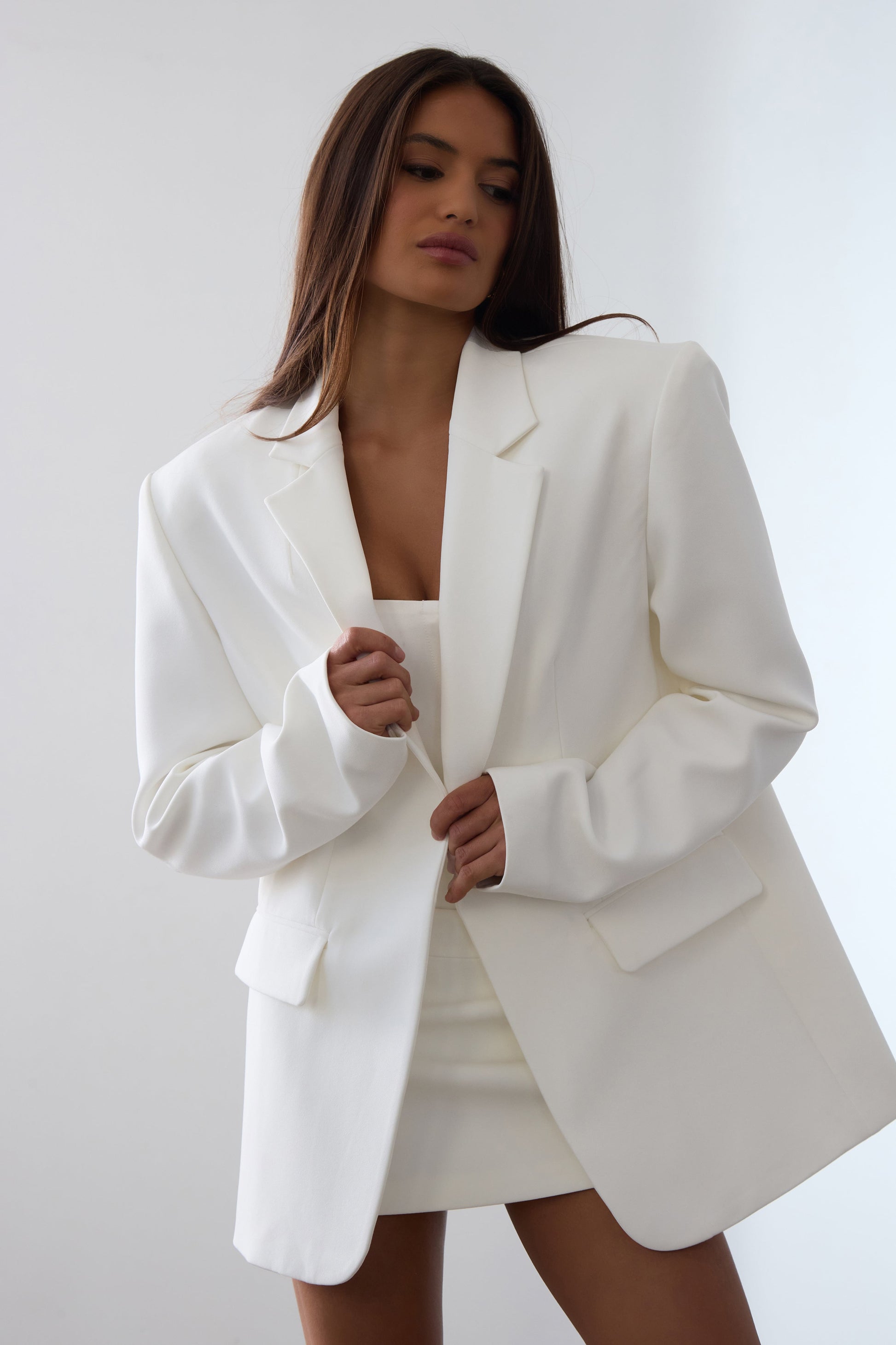Niomi Oversize Kolon Blazer | BLZ1001-WHITE-XS | BLZ1001-WHITE-S | BLZ1001-WHITE-M | BLZ1001-WHITE-L | BLZ1001-WHITE-XL | BLZ1001-WHITE-XXL