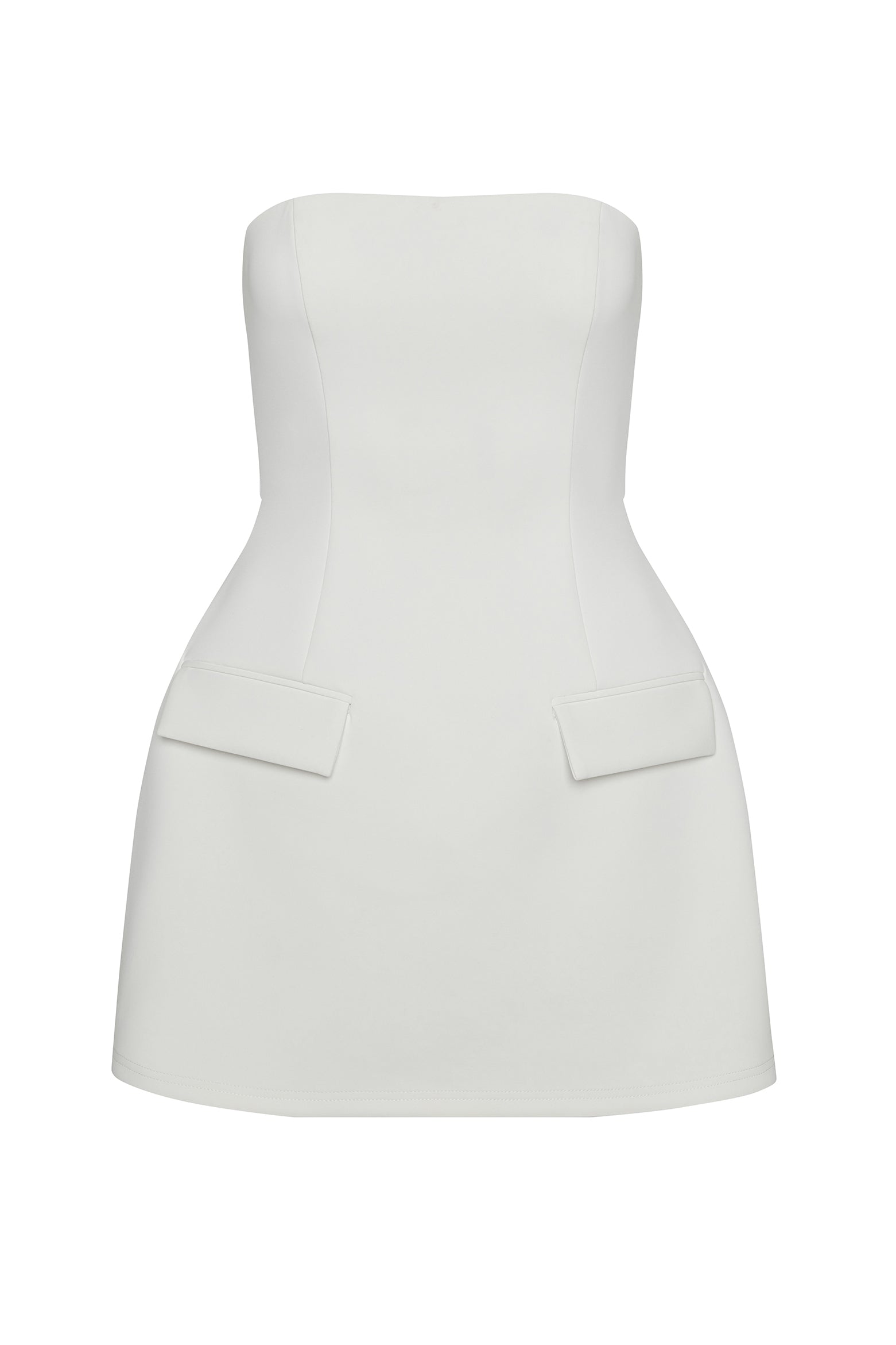 Hazelynn Straplez Mini Elbise | D1078-WHITE-XS | D1078-WHITE-S | D1078-WHITE-M | D1078-WHITE-L | D1078-WHITE-XL | D1078-WHITE-XXL