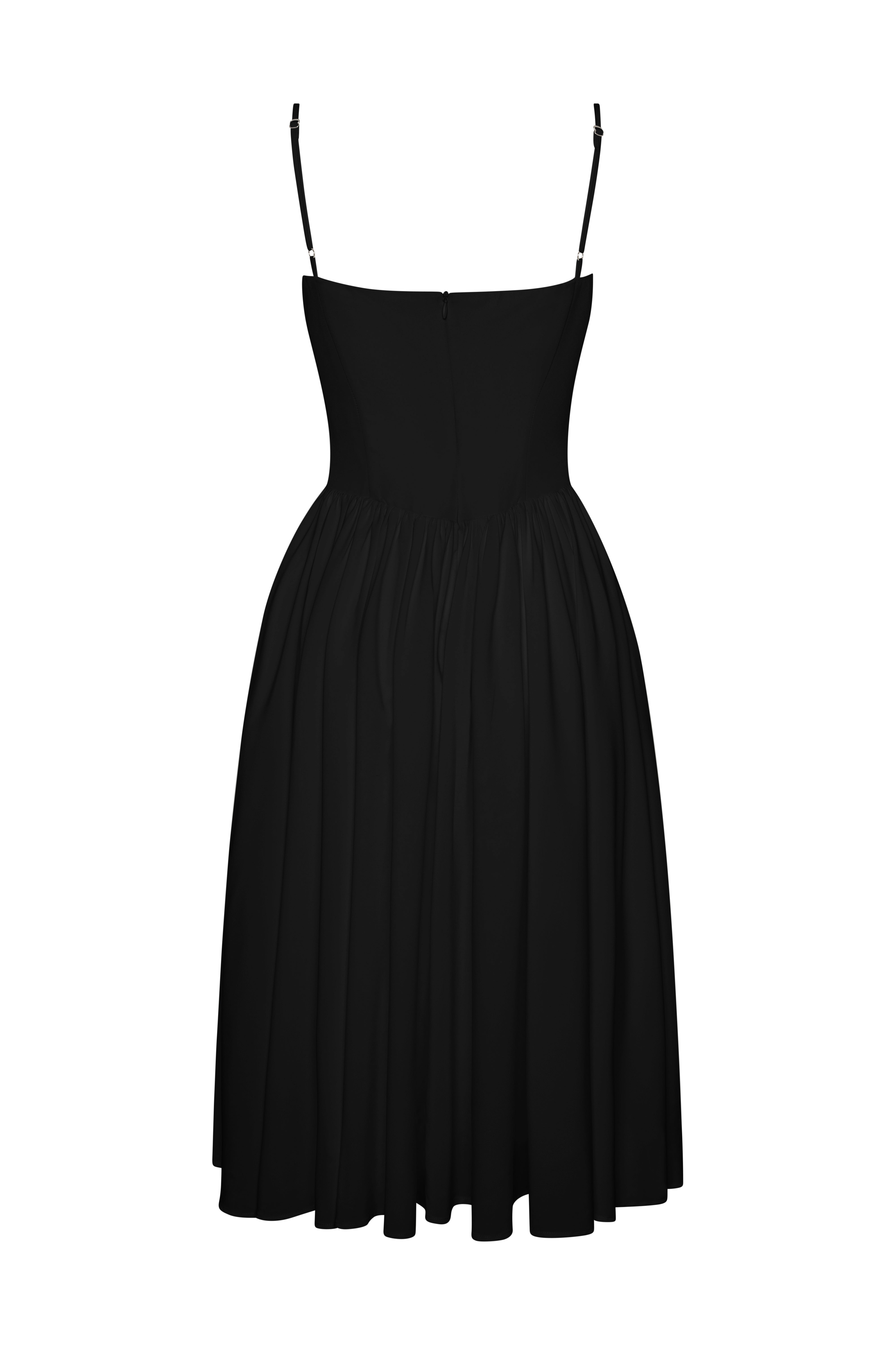 Alijah Siyah Korseli Midi Elbise | D1079-BLK-XS | D1079-BLK-S | D1079-BLK-M | D1079-BLK-L | D1079-BLK-XL | D1079-BLK-XXL