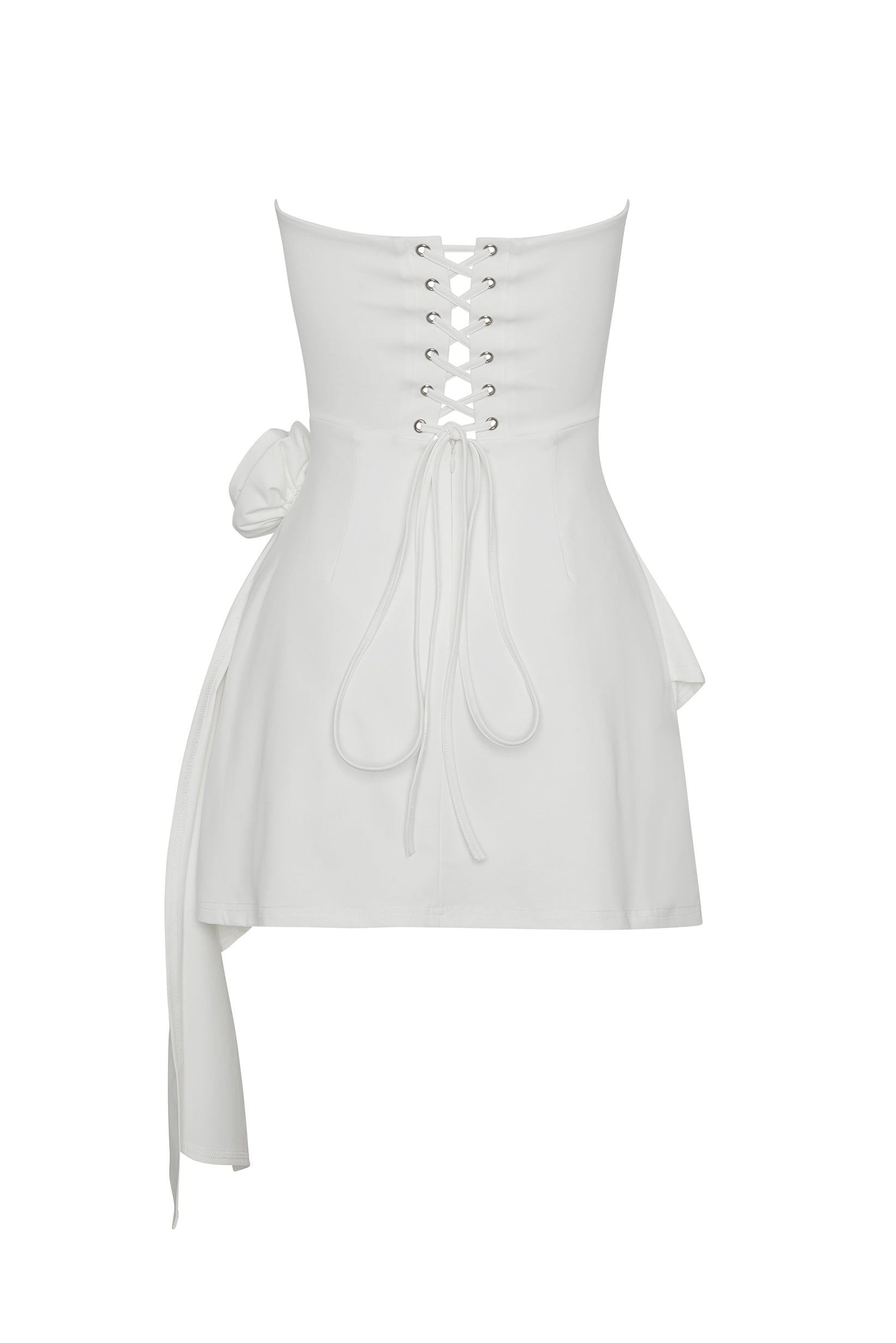 Anijah Rosette Straplez Mini Elbise | D1089-WHITE-XS | D1089-WHITE-S | D1089-WHITE-M | D1089-WHITE-L | D1089-WHITE-XL | D1089-WHITE-XXL