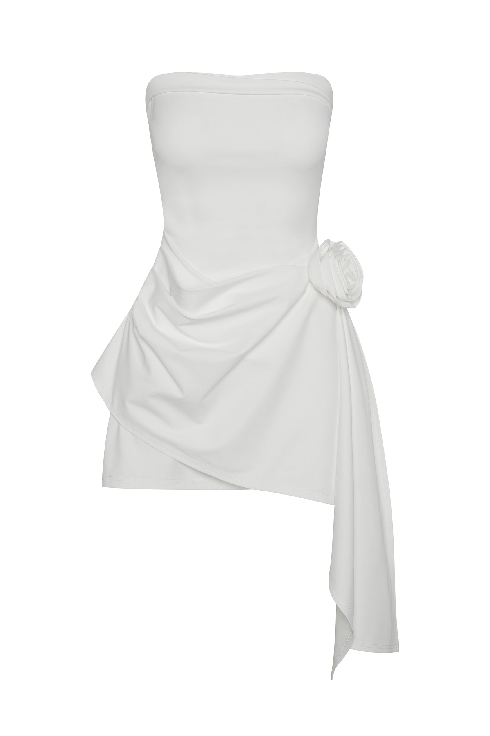 Anijah Rosette Straplez Mini Elbise | D1089-WHITE-XS | D1089-WHITE-S | D1089-WHITE-M | D1089-WHITE-L | D1089-WHITE-XL | D1089-WHITE-XXL