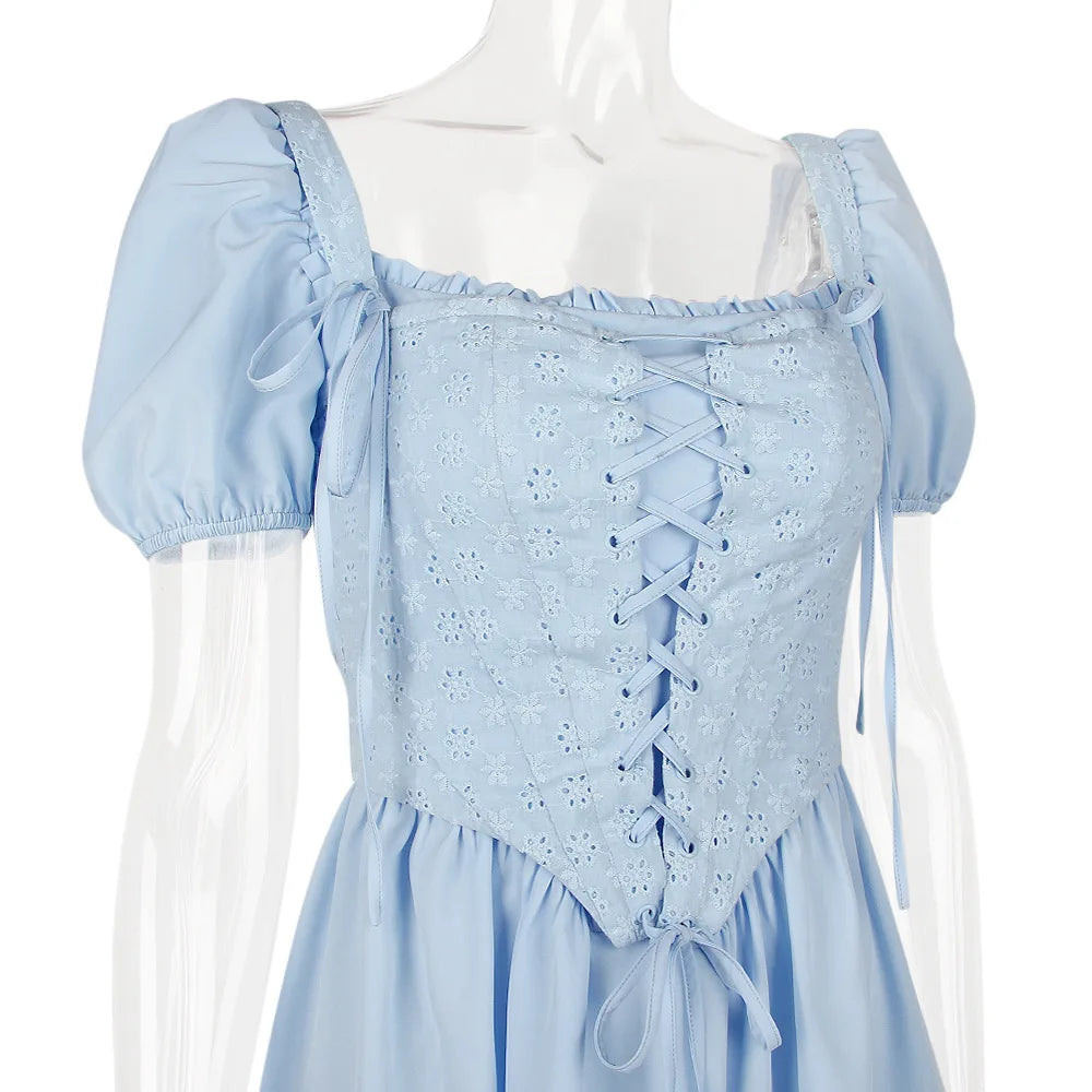 Velorage Alara Kare Yaka Puf Kol Mini Elbise | 14-173-Blue-5-100014064 | 14-173-Blue-5-100014066 | 14-173-Blue-5-361385 | 14-173-Blue-5-361386