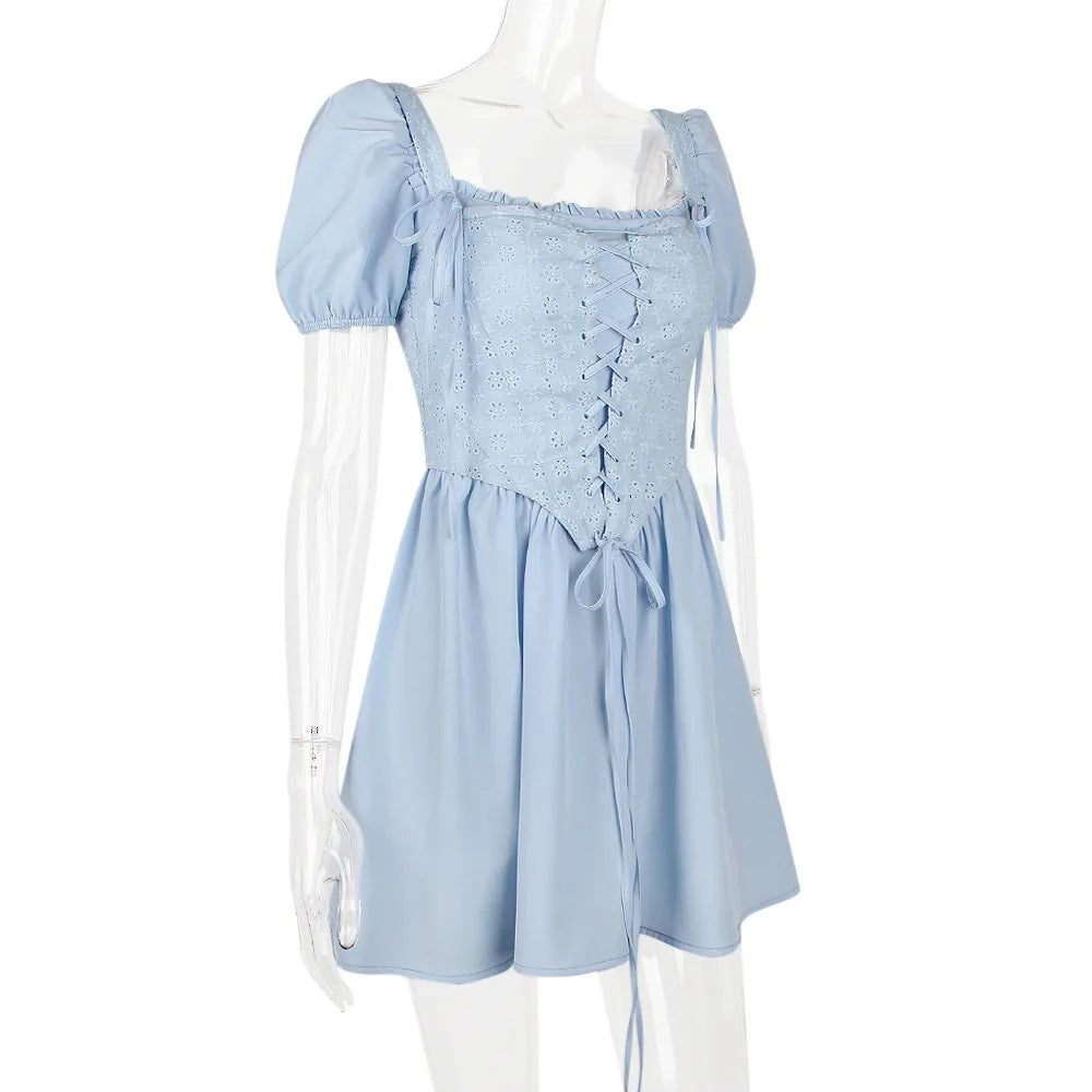 Velorage Alara Kare Yaka Puf Kol Mini Elbise | 14-173-Blue-5-100014064 | 14-173-Blue-5-100014066 | 14-173-Blue-5-361385 | 14-173-Blue-5-361386
