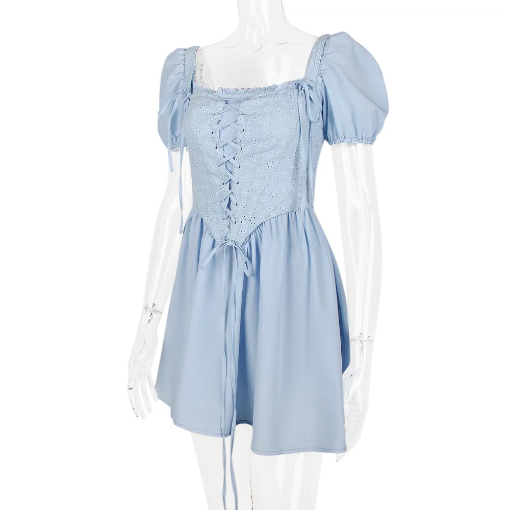 Velorage Alara Kare Yaka Puf Kol Mini Elbise | 14-173-Blue-5-100014064 | 14-173-Blue-5-100014066 | 14-173-Blue-5-361385 | 14-173-Blue-5-361386