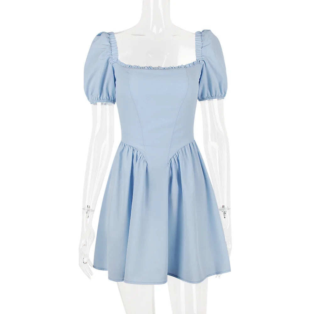 Velorage Alara Kare Yaka Puf Kol Mini Elbise | 14-173-Blue-5-100014064 | 14-173-Blue-5-100014066 | 14-173-Blue-5-361385 | 14-173-Blue-5-361386