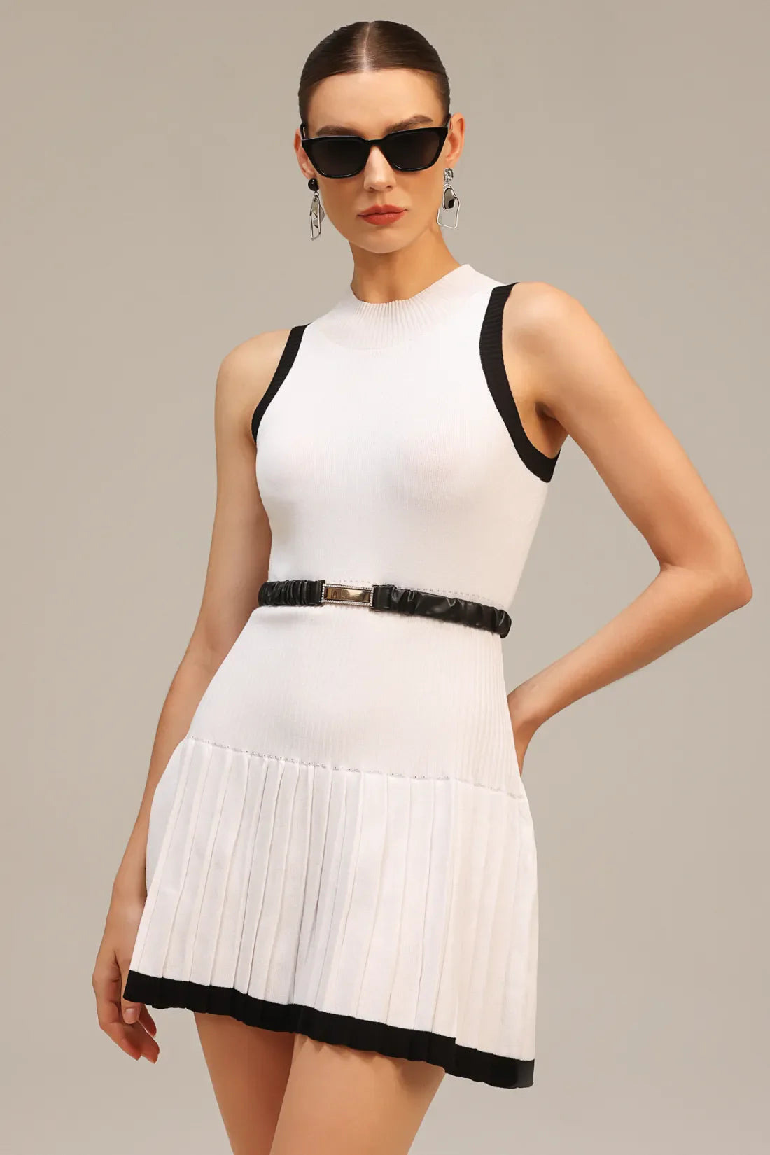 Austen Ruched Mini Dress | S-Beyaz | M-Beyaz | L-Beyaz