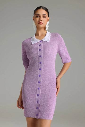 Adabelle Dugmeli Orme Mini Elbise | S-Mor | M-Mor | L-Mor