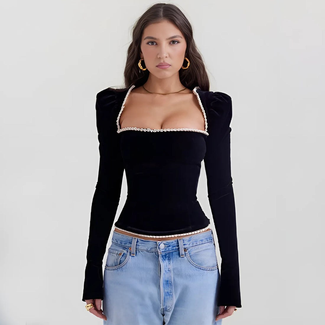Velorage Quinley Korse Uzun Kollu Bluz | 16400-NZ1729587724-black-S | 16400-NZ1729587724-black-M | 16400-NZ1729587724-black-L