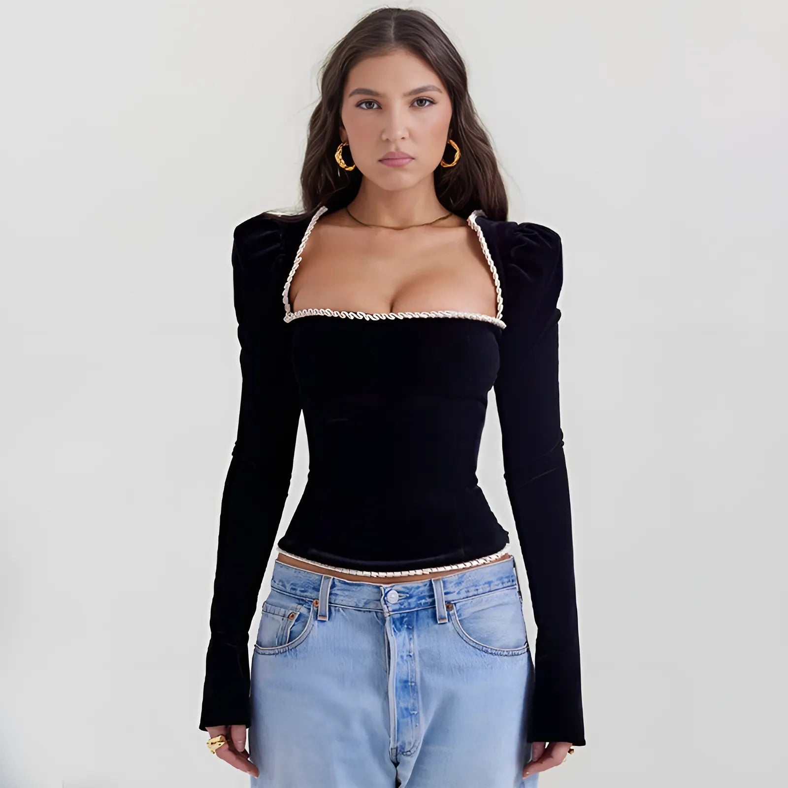 Velorage Quinley Korse Uzun Kollu Bluz | 16400-NZ1729587724-black-S | 16400-NZ1729587724-black-M | 16400-NZ1729587724-black-L