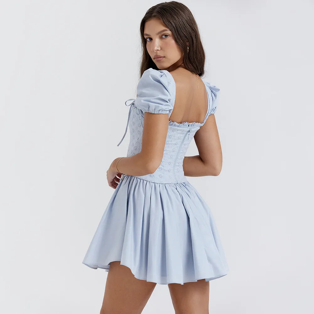 Velorage Alara Kare Yaka Puf Kol Mini Elbise | 14-173-Blue-5-100014064 | 14-173-Blue-5-100014066 | 14-173-Blue-5-361385 | 14-173-Blue-5-361386