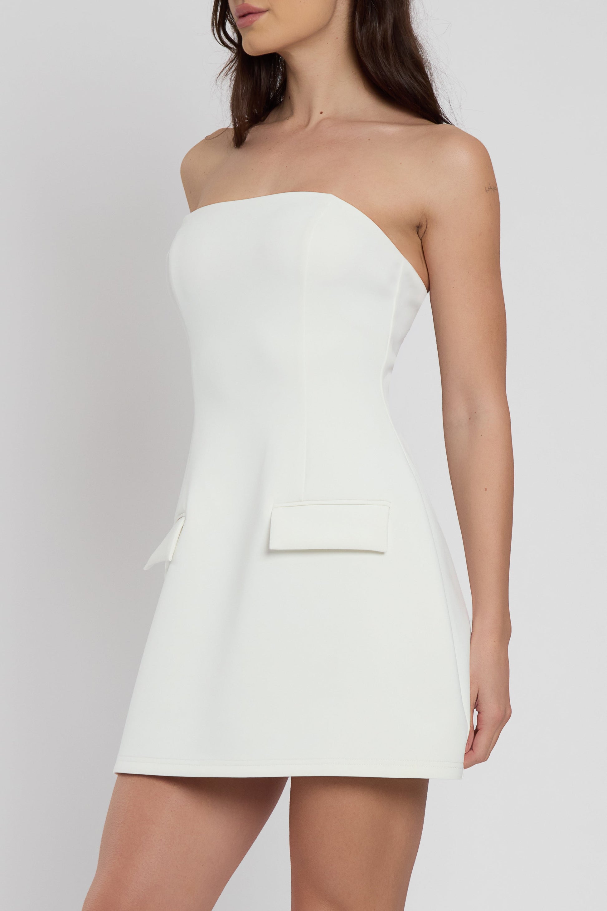 Hazelynn Straplez Mini Elbise | D1078-WHITE-XS | D1078-WHITE-S | D1078-WHITE-M | D1078-WHITE-L | D1078-WHITE-XL | D1078-WHITE-XXL