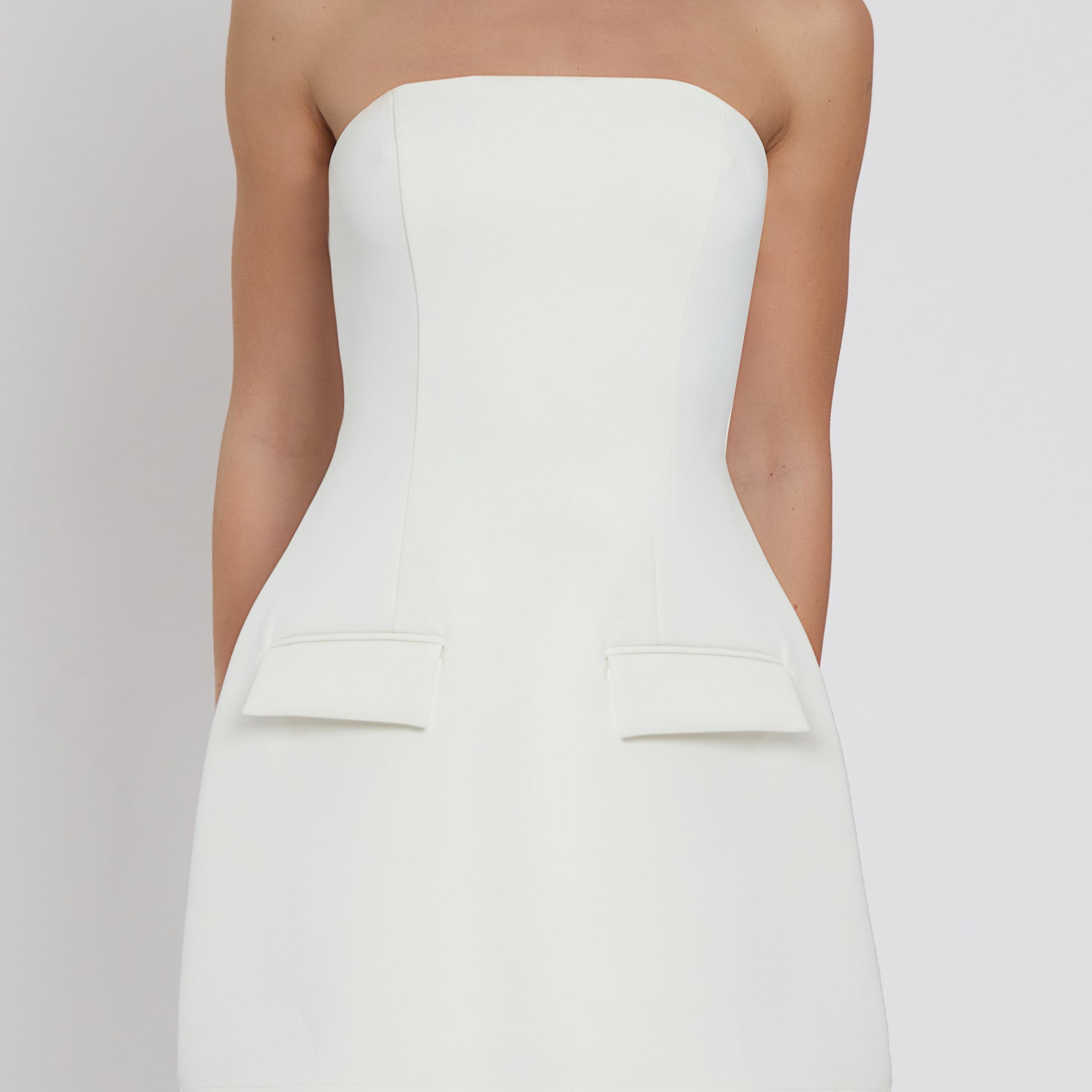 Hazelynn Straplez Mini Elbise | D1078-WHITE-XS | D1078-WHITE-S | D1078-WHITE-M | D1078-WHITE-L | D1078-WHITE-XL | D1078-WHITE-XXL