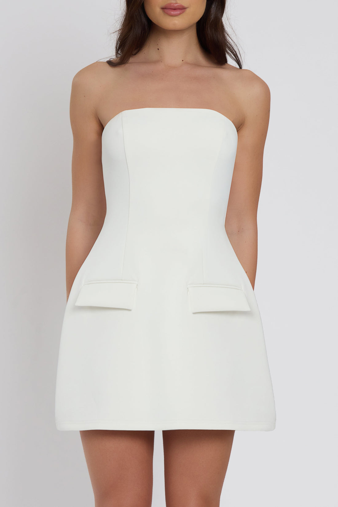 Hazelynn Straplez Mini Elbise | D1078-WHITE-XS | D1078-WHITE-S | D1078-WHITE-M | D1078-WHITE-L | D1078-WHITE-XL | D1078-WHITE-XXL