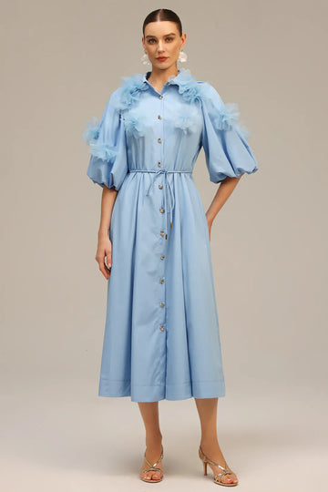 Bristol Kisa Kollu Cicekli Midi Elbise | S | M | L