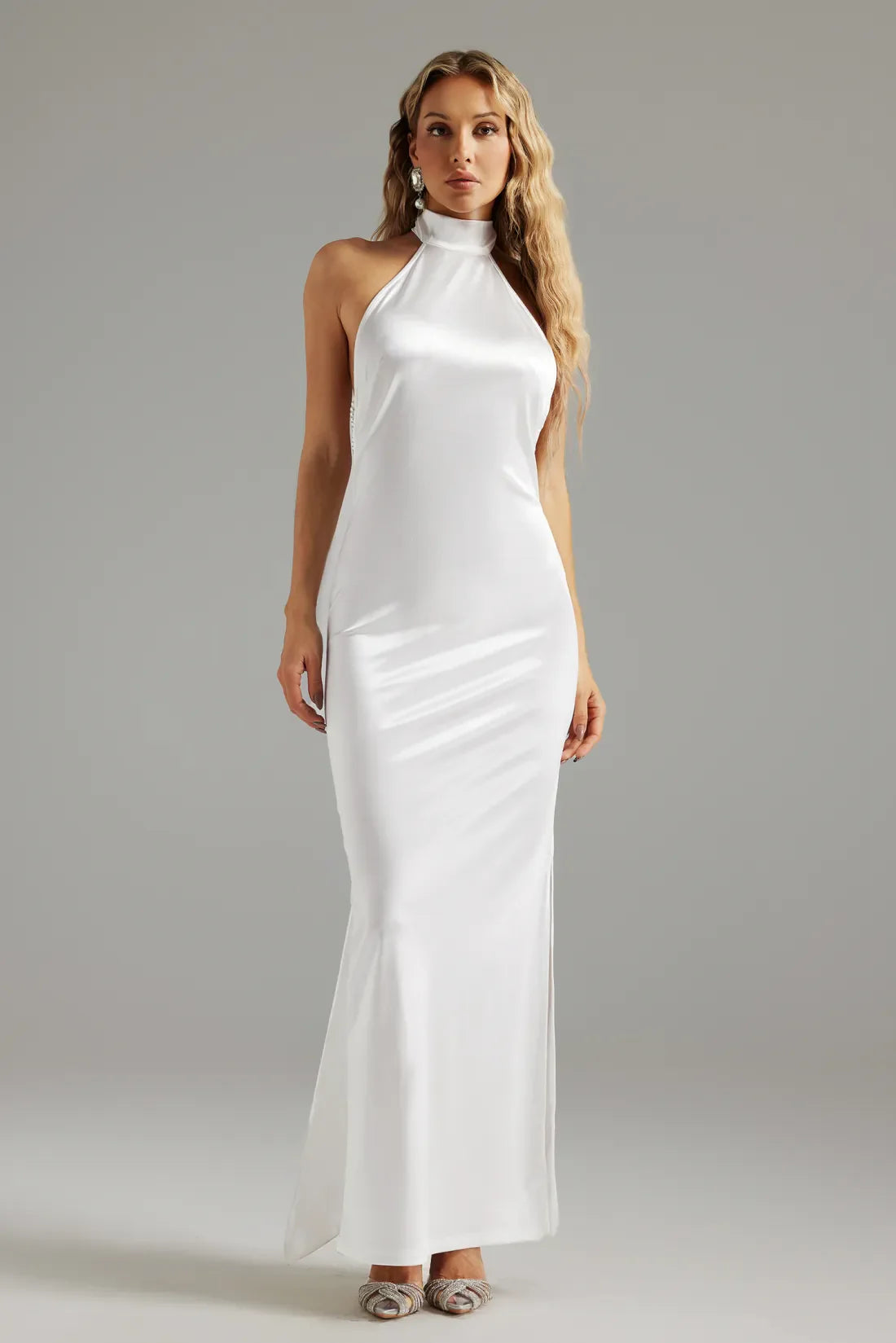 Talitha Halter Saten Maksi Elbise | S-Beyaz | M-Beyaz | L-Beyaz | Xl-Beyaz | Xxl-Beyaz