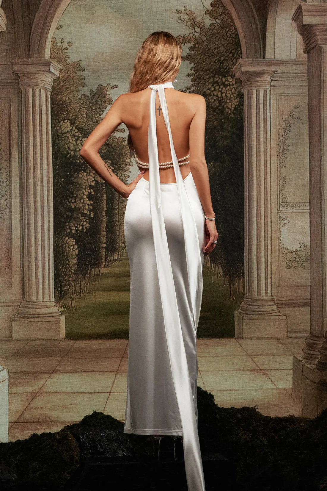 Talitha Halter Saten Maksi Elbise | S-Beyaz | M-Beyaz | L-Beyaz | Xl-Beyaz | Xxl-Beyaz