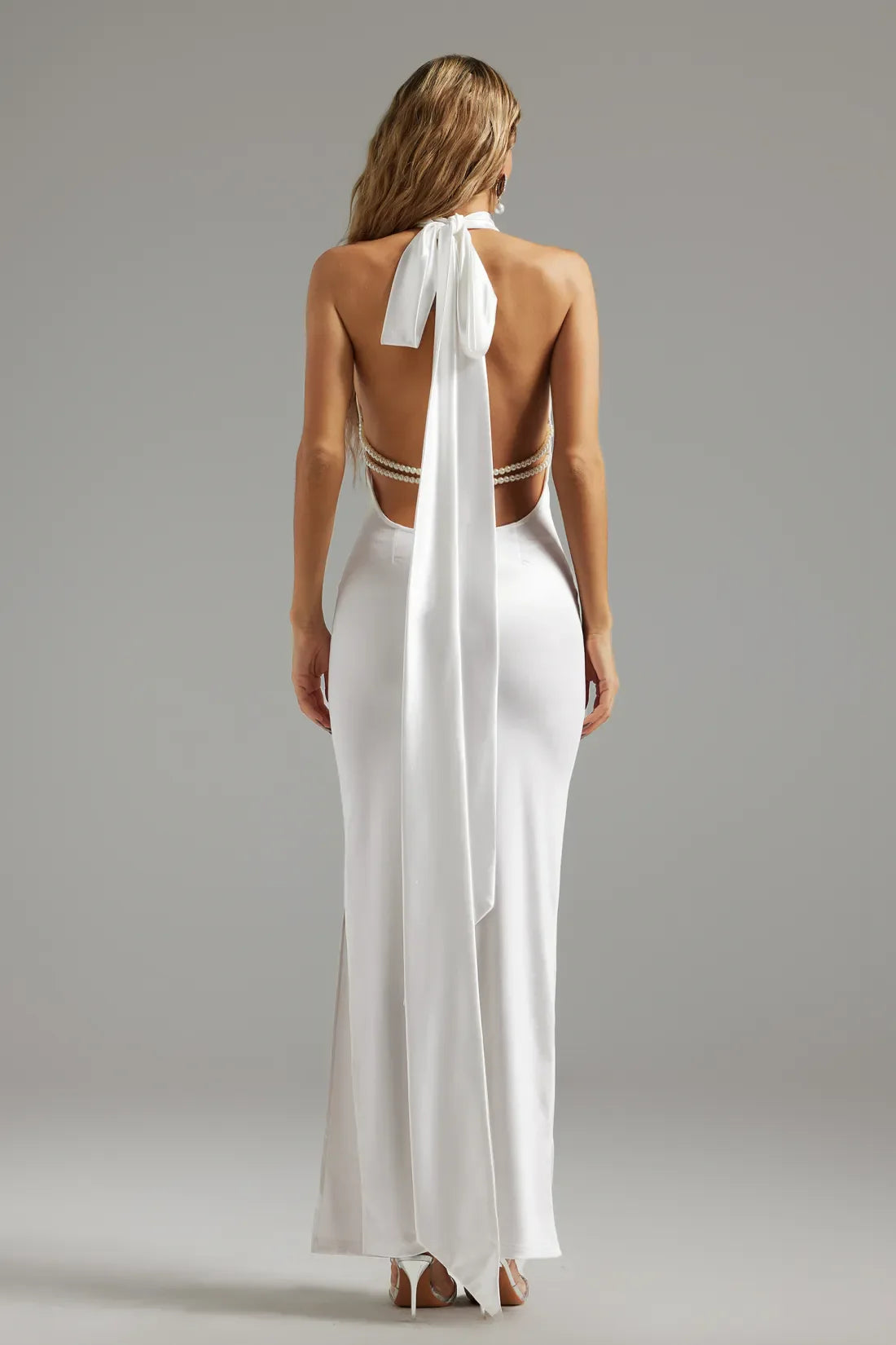 Talitha Halter Saten Maksi Elbise | S-Beyaz | M-Beyaz | L-Beyaz | Xl-Beyaz | Xxl-Beyaz