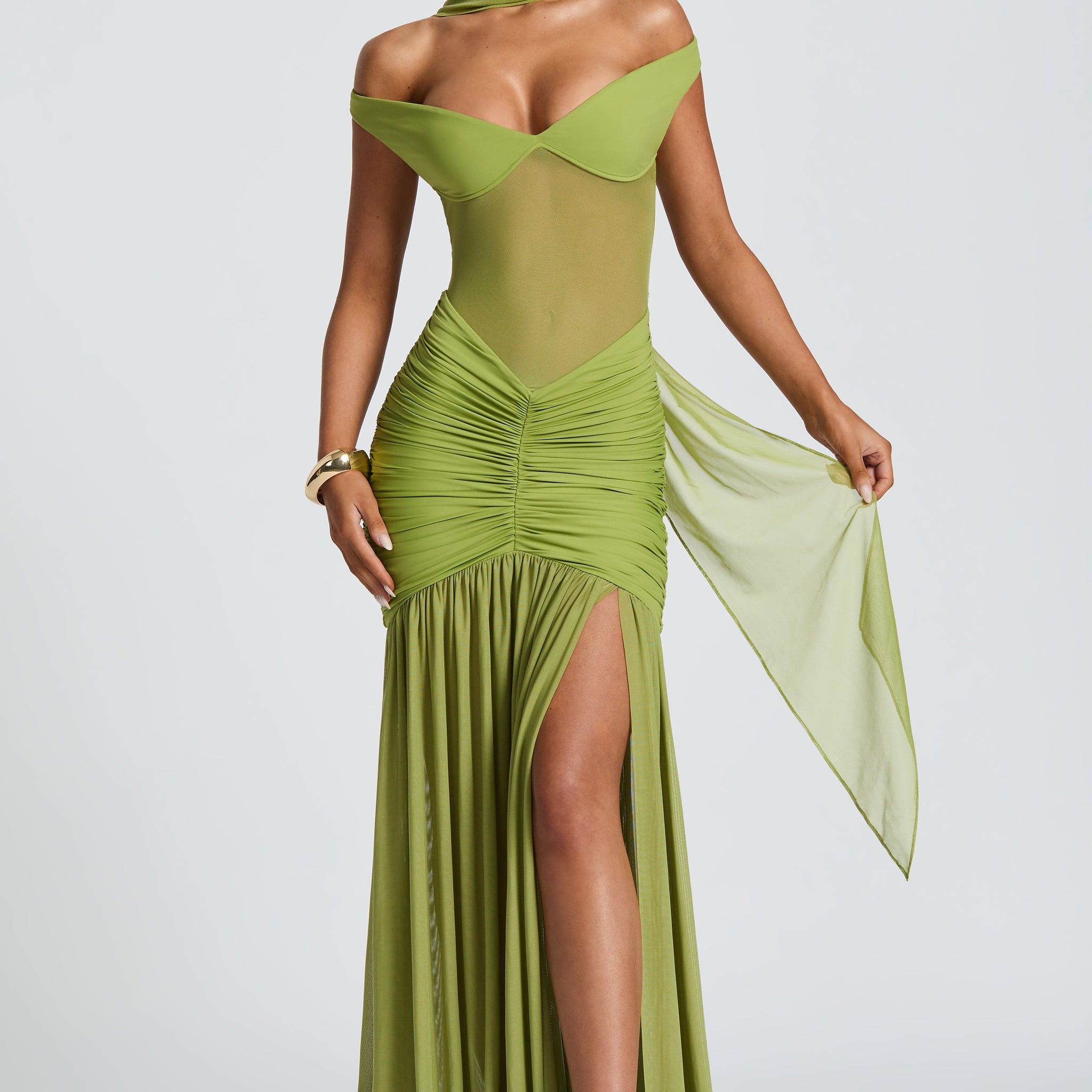 Velorage Brynlie Degaje Maksi Elbise | BBF4081-D - OLIVE - XS | BBF4081-D - OLIVE - S | BBF4081-D - OLIVE - M | BBF4081-D - OLIVE - L | BBF4081-D - OLIVE - XL | BBF4081-D - OLIVE - XXL