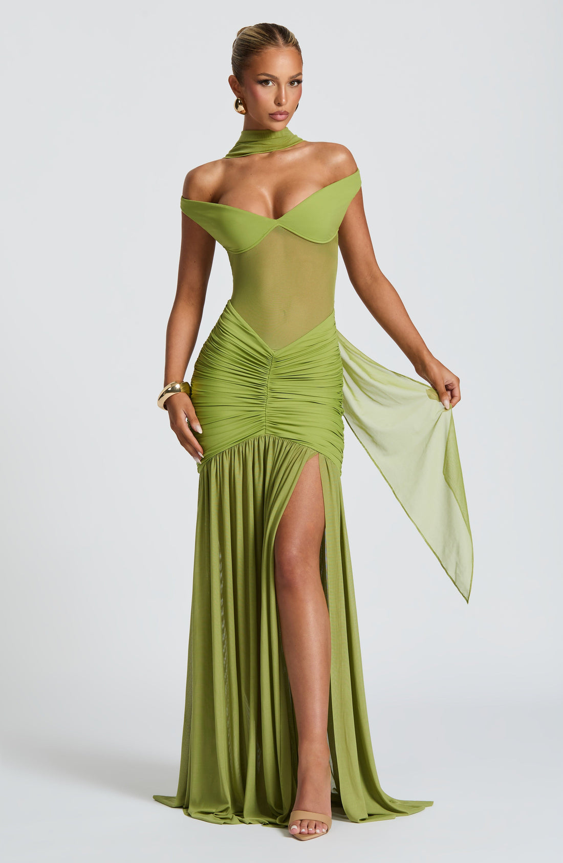 Velorage Brynlie Degaje Maksi Elbise | BBF4081-D - OLIVE - XS | BBF4081-D - OLIVE - S | BBF4081-D - OLIVE - M | BBF4081-D - OLIVE - L | BBF4081-D - OLIVE - XL | BBF4081-D - OLIVE - XXL