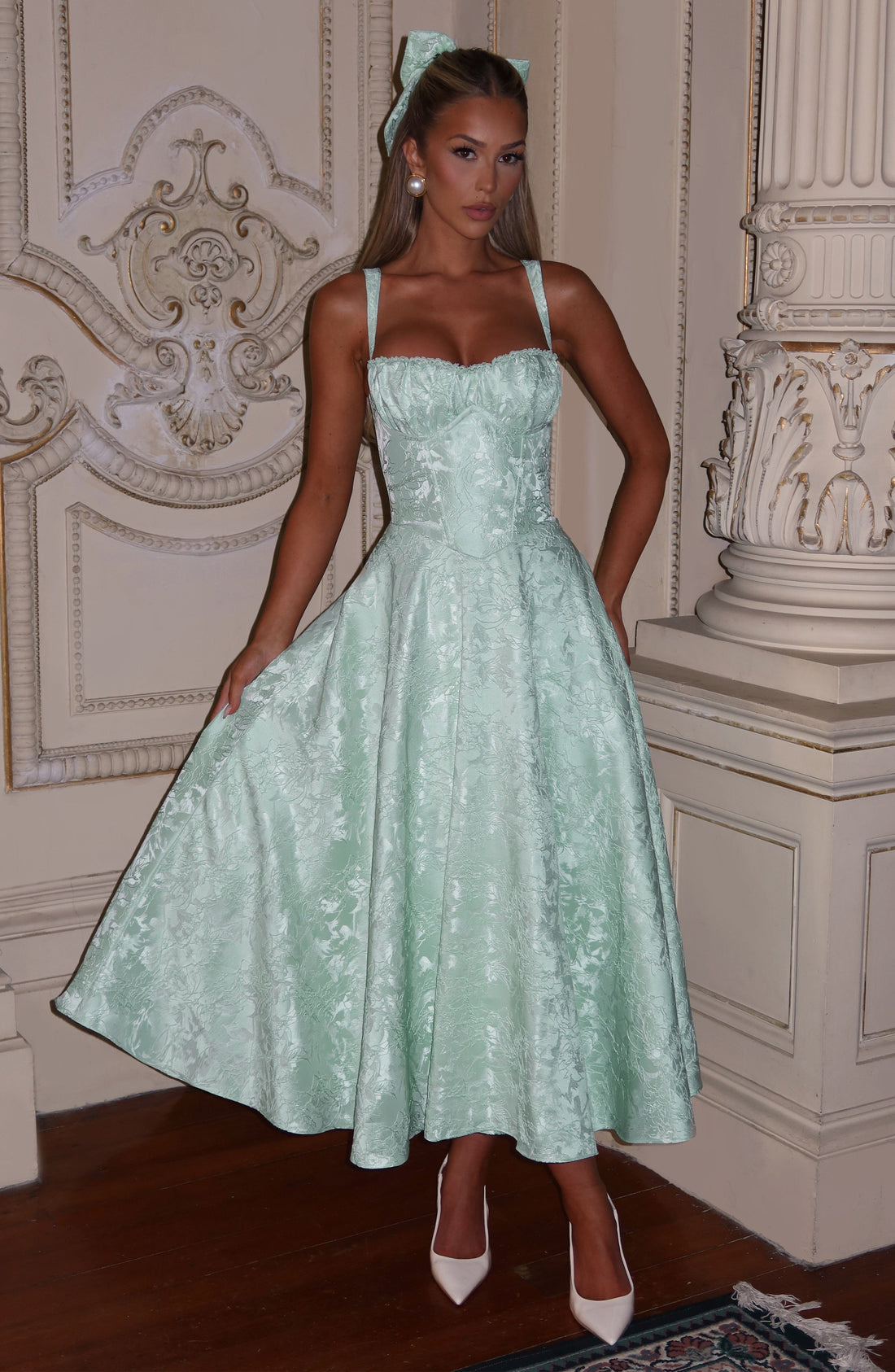 Velorage Marina Nane Yesili Midi Elbise | BBF3999-D - MINT - XS | BBF3999-D - MINT - S | BBF3999-D - MINT - M | BBF3999-D - MINT - L | BBF3999-D - MINT - XL | BBF3999-D - MINT - XXL
