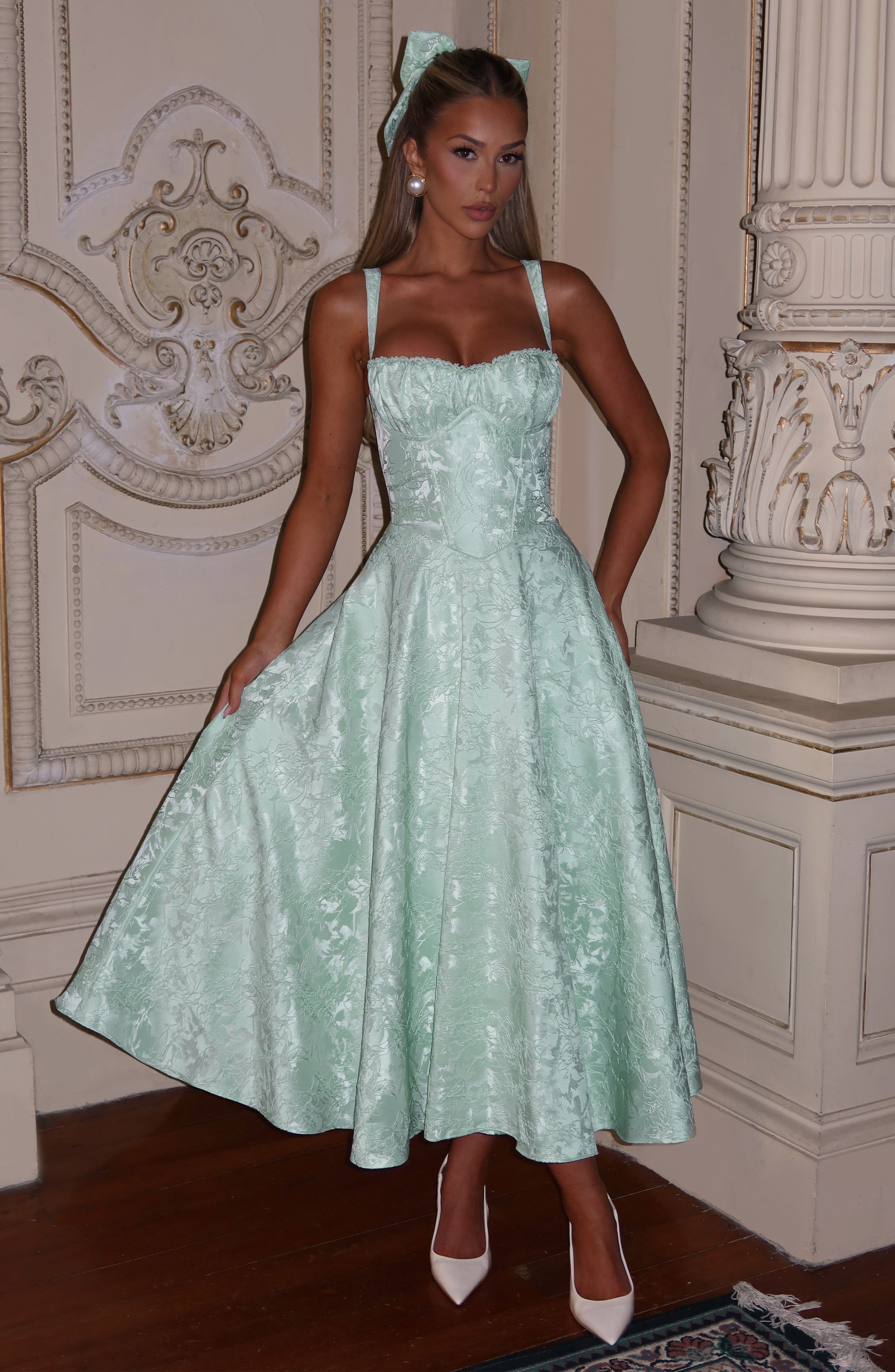 Velorage Marina Nane Yesili Midi Elbise | BBF3999-D - MINT - XS | BBF3999-D - MINT - S | BBF3999-D - MINT - M | BBF3999-D - MINT - L | BBF3999-D - MINT - XL | BBF3999-D - MINT - XXL