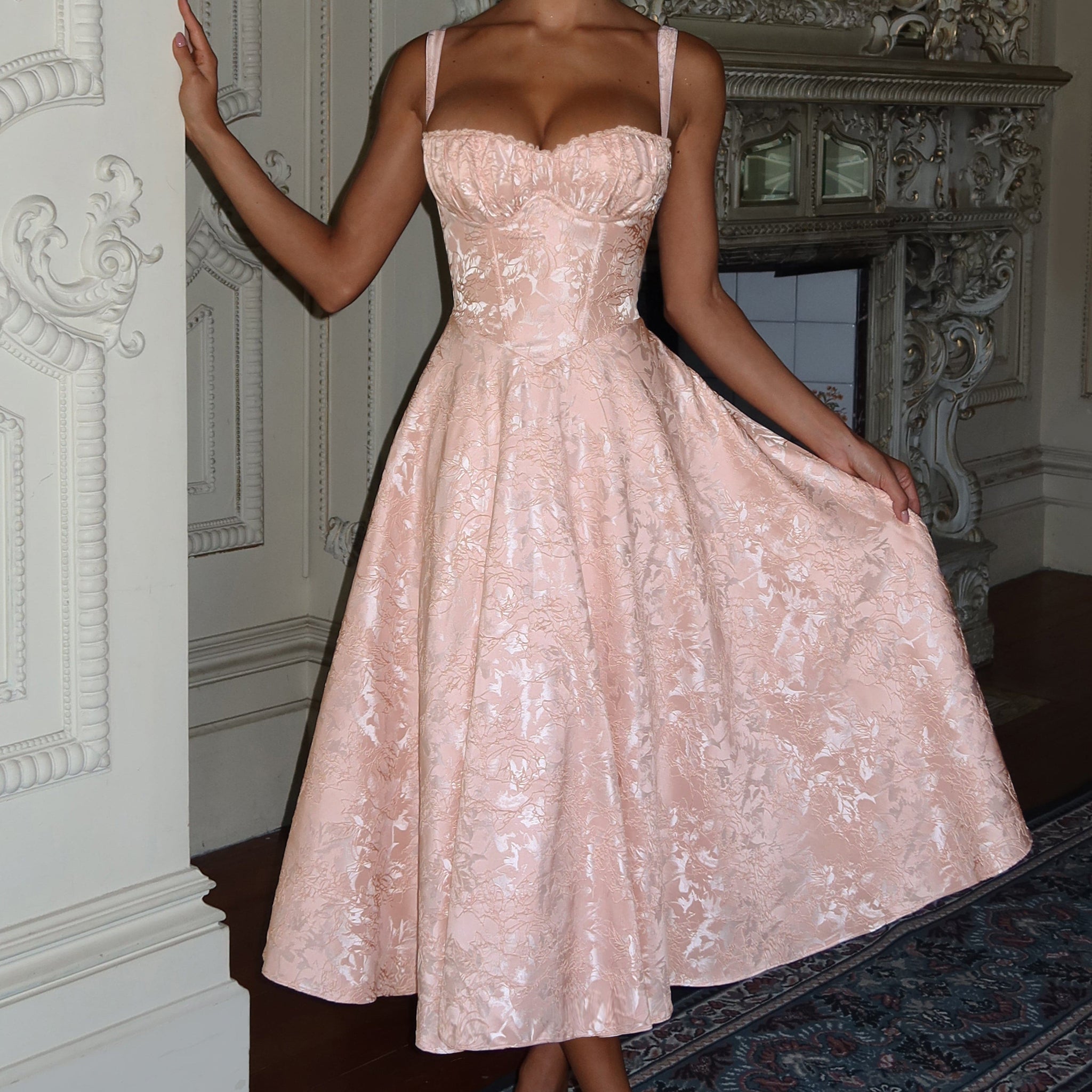 Velorage Nitya Cicekli Korse Midi Elbise | BBF3999-D - SOFT PEACH - XS | BBF3999-D - SOFT PEACH - S | BBF3999-D - SOFT PEACH - M | BBF3999-D - SOFT PEACH - L | BBF3999-D - SOFT PEACH - XL | BBF3999-D - SOFT PEACH - XXL