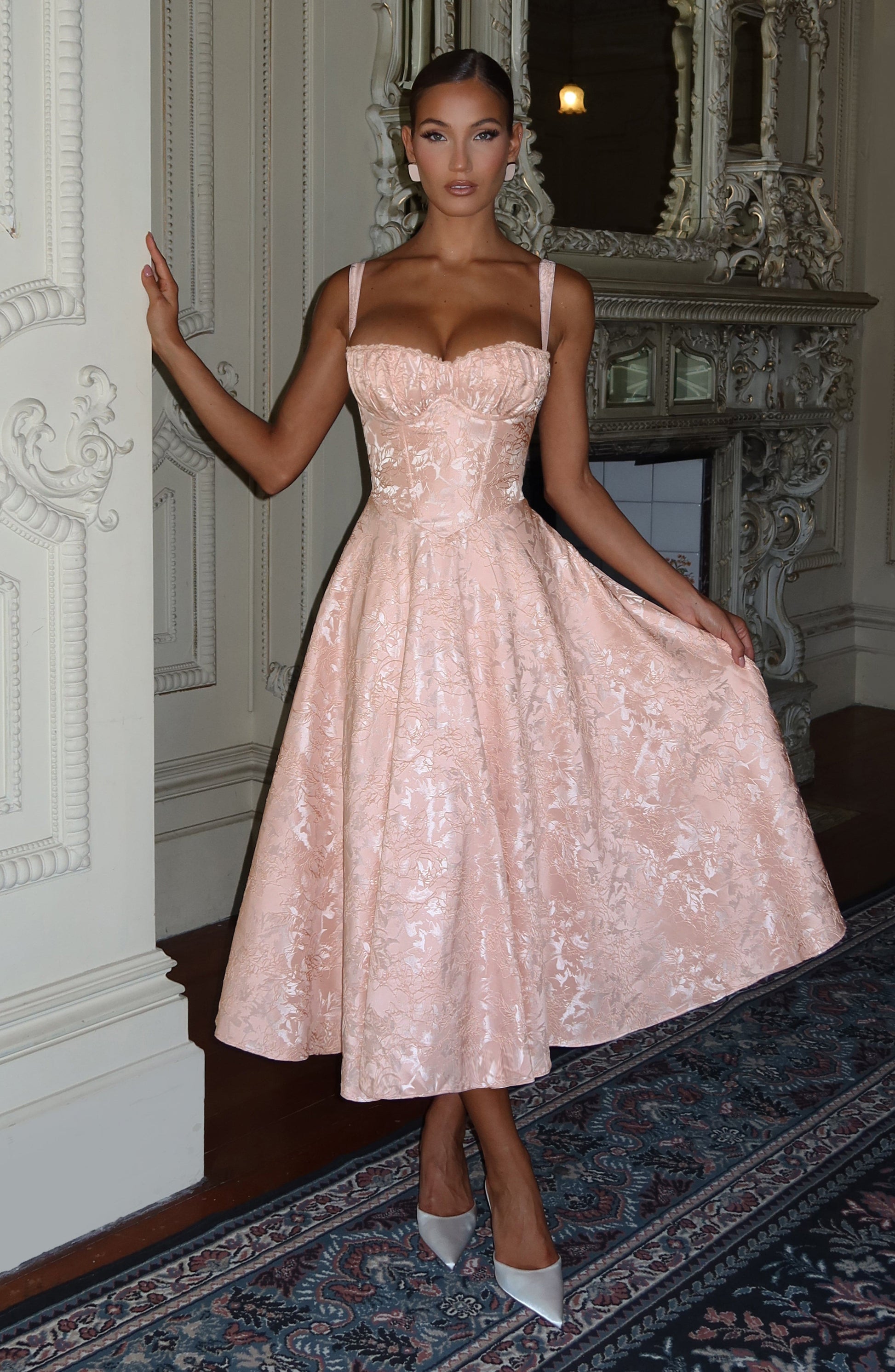 Velorage Nitya Cicekli Korse Midi Elbise | BBF3999-D - SOFT PEACH - XS | BBF3999-D - SOFT PEACH - S | BBF3999-D - SOFT PEACH - M | BBF3999-D - SOFT PEACH - L | BBF3999-D - SOFT PEACH - XL | BBF3999-D - SOFT PEACH - XXL