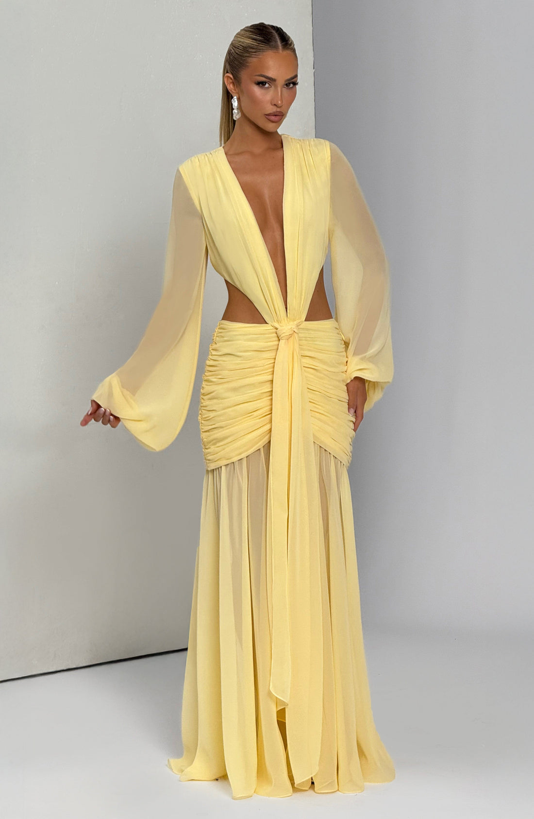 Velorage Laylanie Limon Sifon Maksi Elbise | BBF4124-D - LEMON - XS | BBF4124-D - LEMON - S | BBF4124-D - LEMON - M | BBF4124-D - LEMON - L | BBF4124-D - LEMON - XL | BBF4124-D - LEMON - XXL