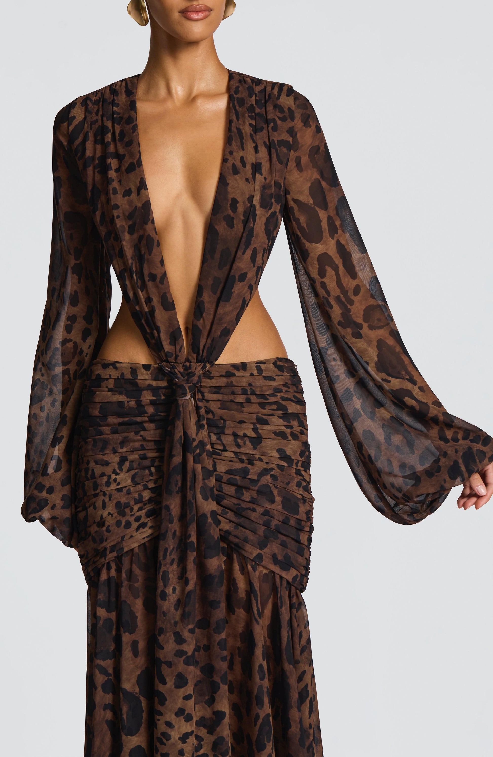 Velorage Camrynn Leopar Desenli Maksi Elbise