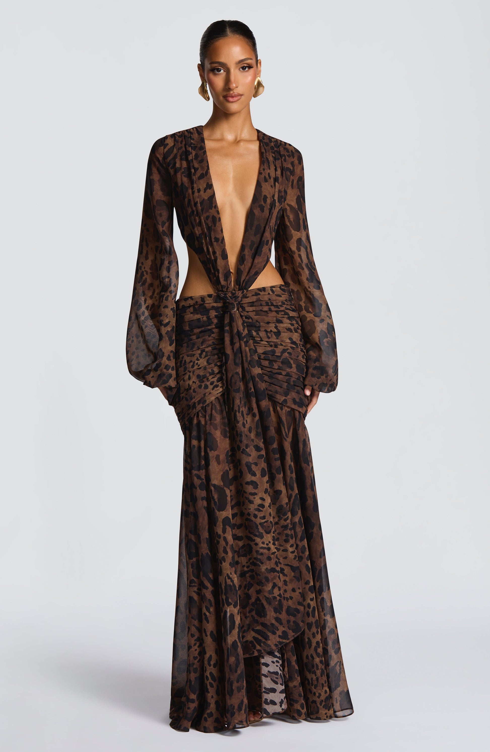 Velorage Camrynn Leopar Desenli Maksi Elbise