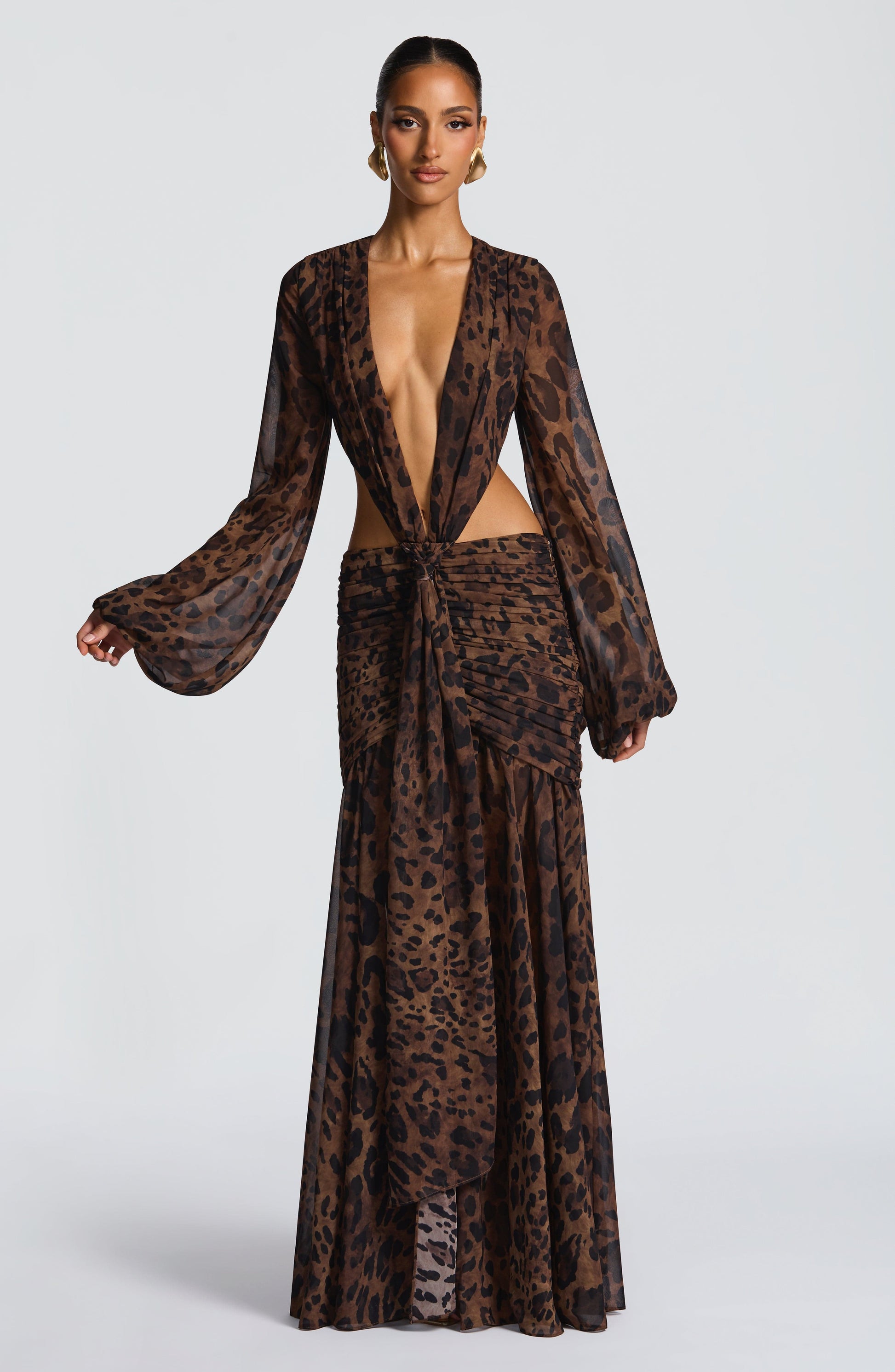 Velorage Camrynn Leopar Desenli Maksi Elbise