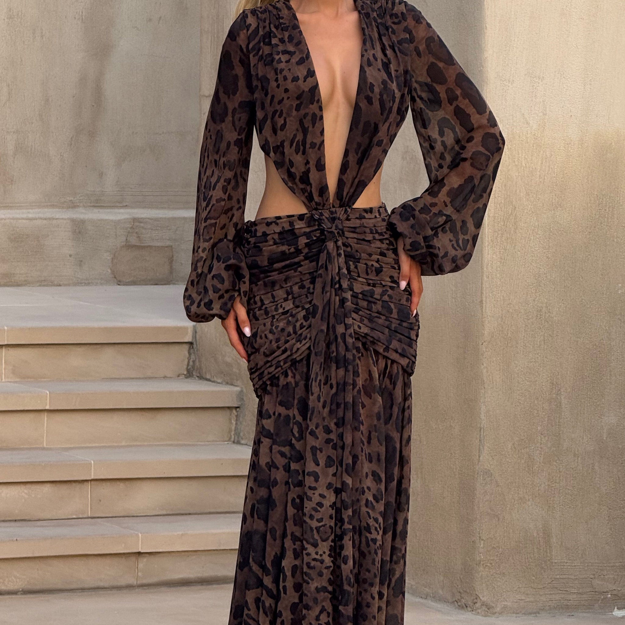 Velorage Camrynn Leopar Desenli Maksi Elbise | BBF4124-D - LEOPARD PRINT - XS | BBF4124-D - LEOPARD PRINT - S | BBF4124-D - LEOPARD PRINT - M | BBF4124-D - LEOPARD PRINT - L | BBF4124-D - LEOPARD PRINT - XL | BBF4124-D - LEOPARD PRINT - XXL